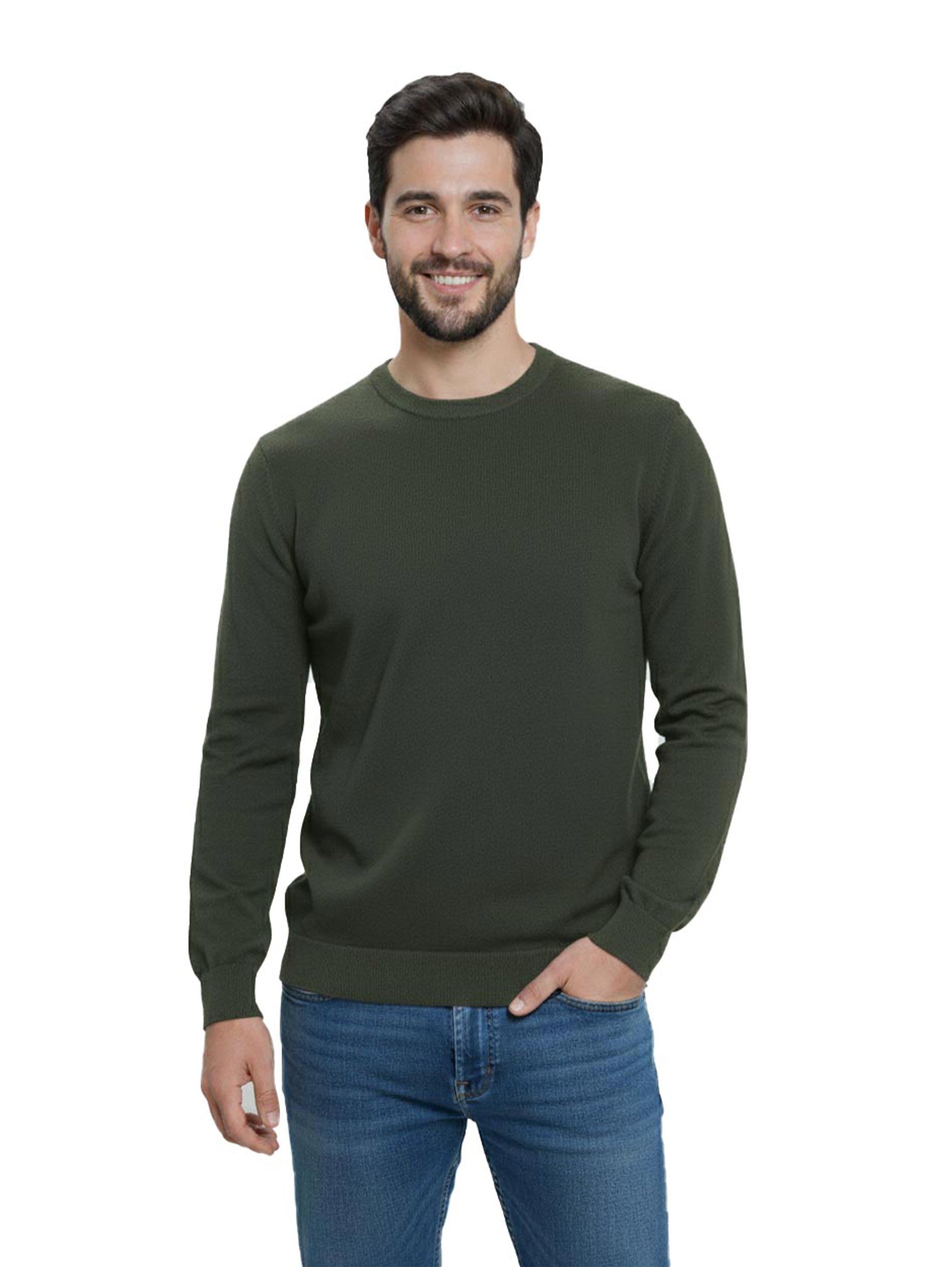 Round Neck Knitwear Olive Pullover