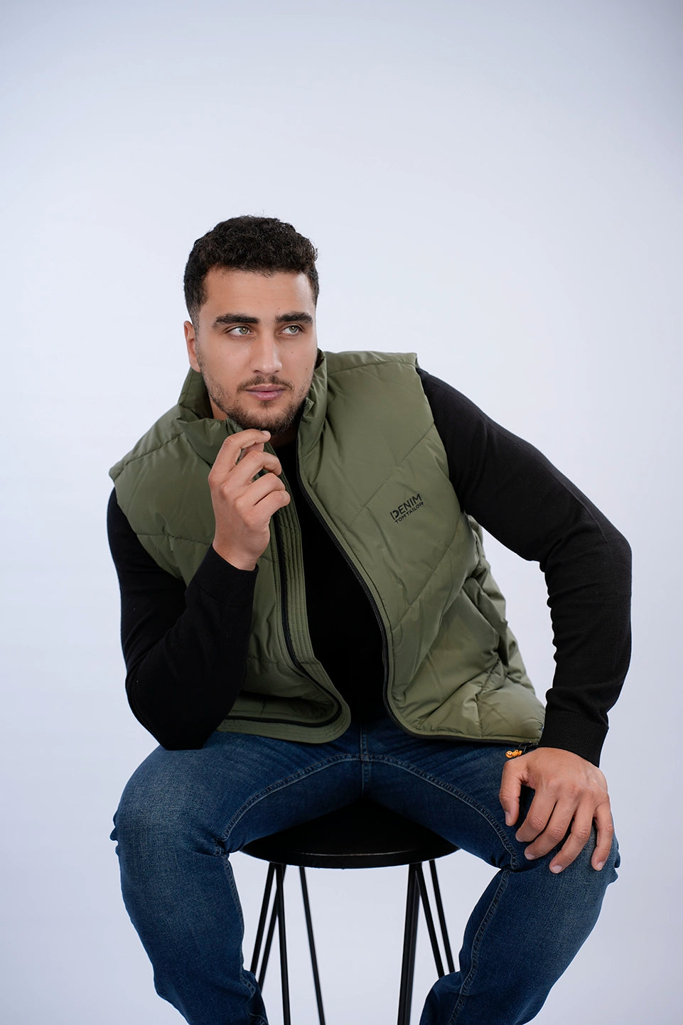 Tom Tailor Olive Puffer Vest With A Logo