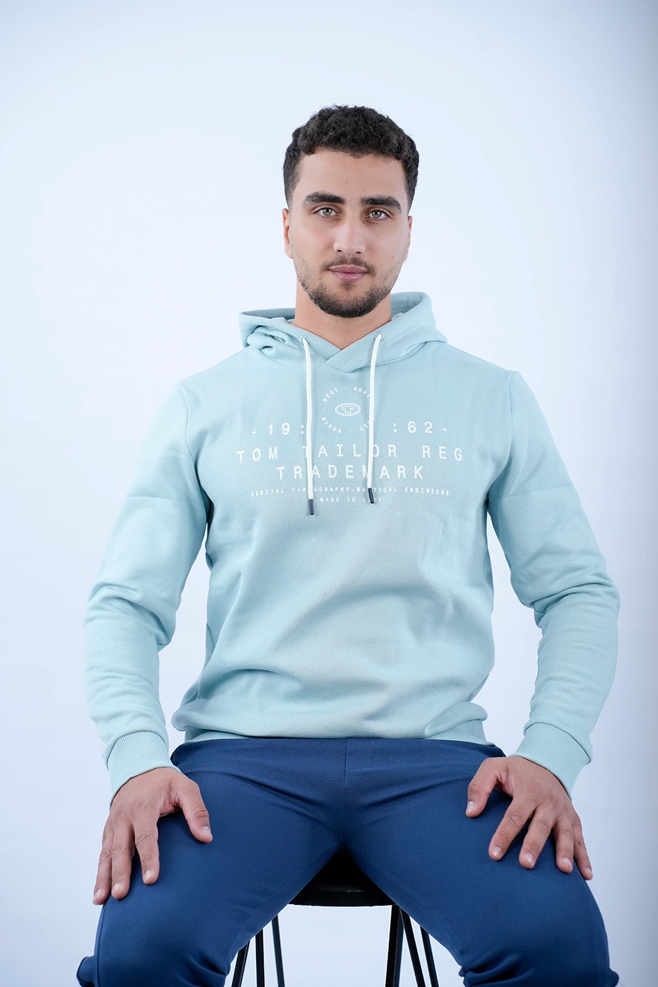 Tom Tailor Aqua Hoodie With Logo Front Design