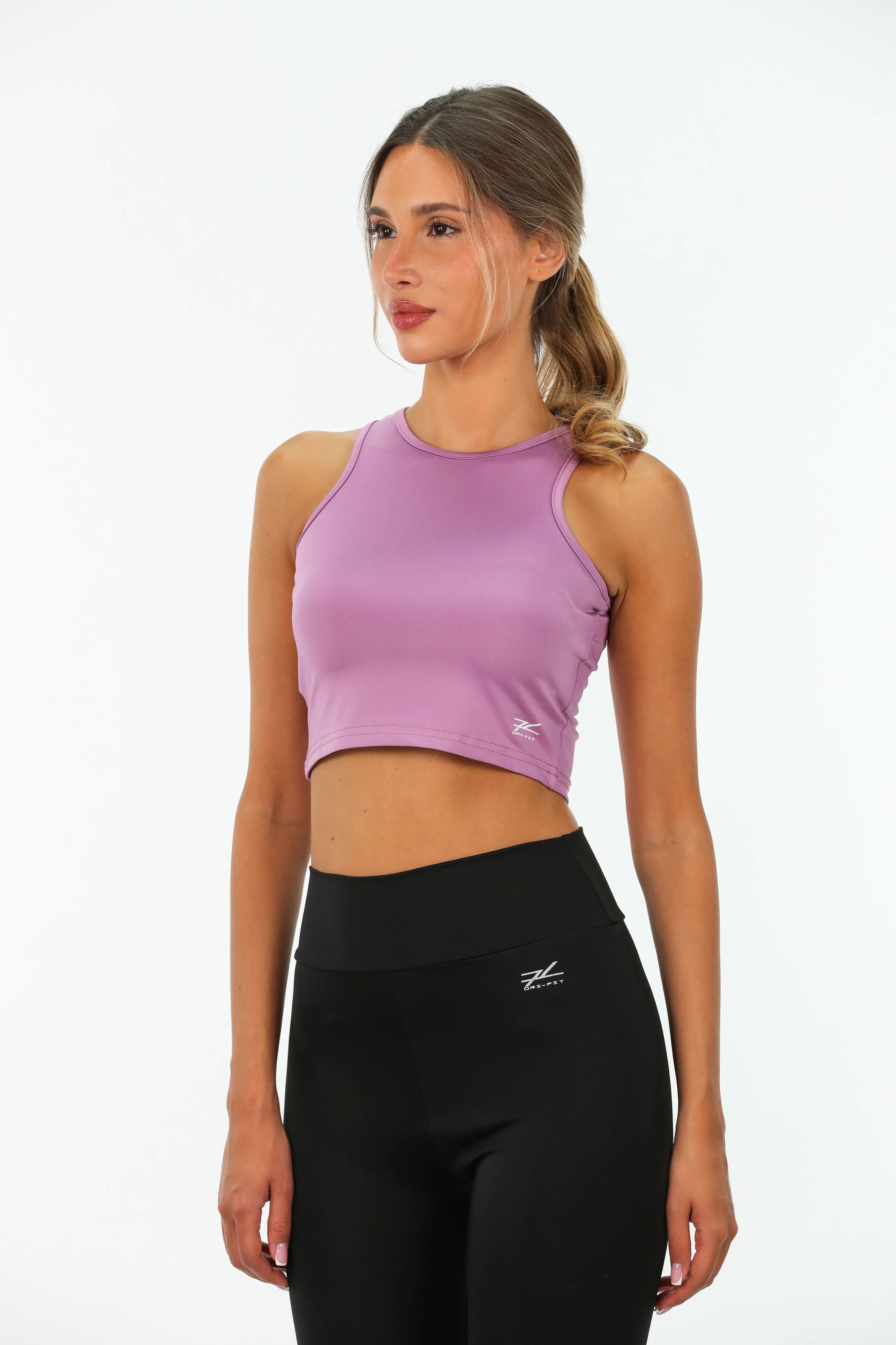 Purple Sport Crop Top With Logo Design