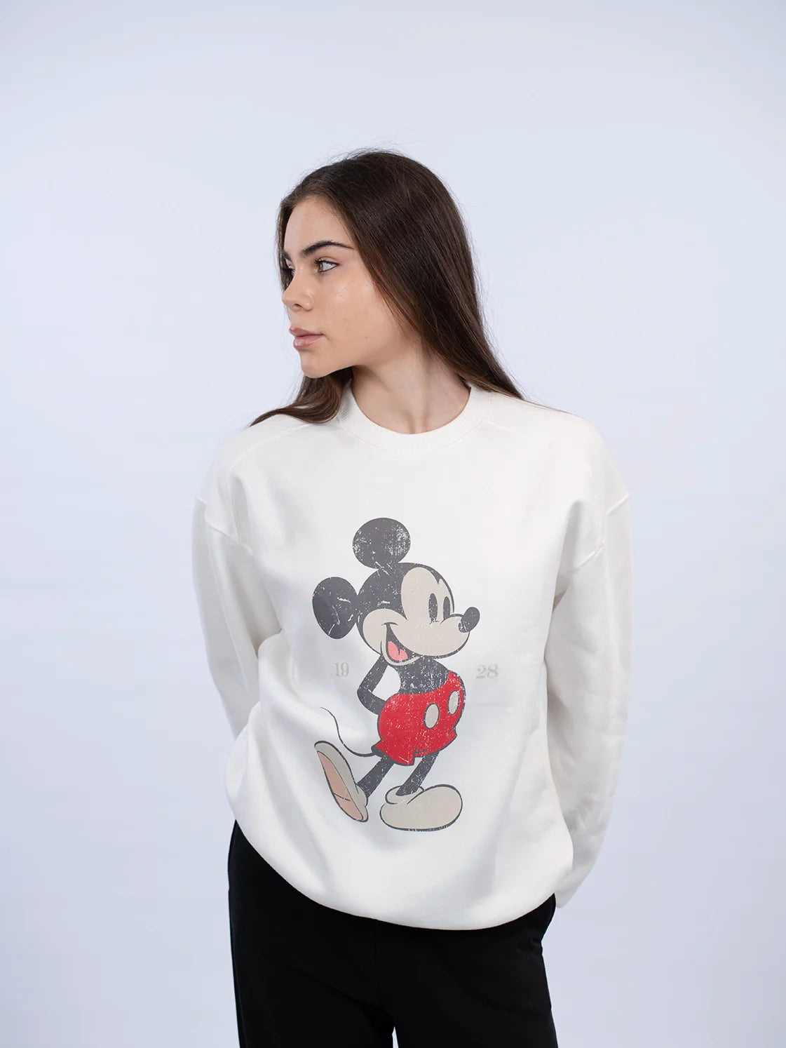 Off white Casual Sweater With Cartoon Front Design