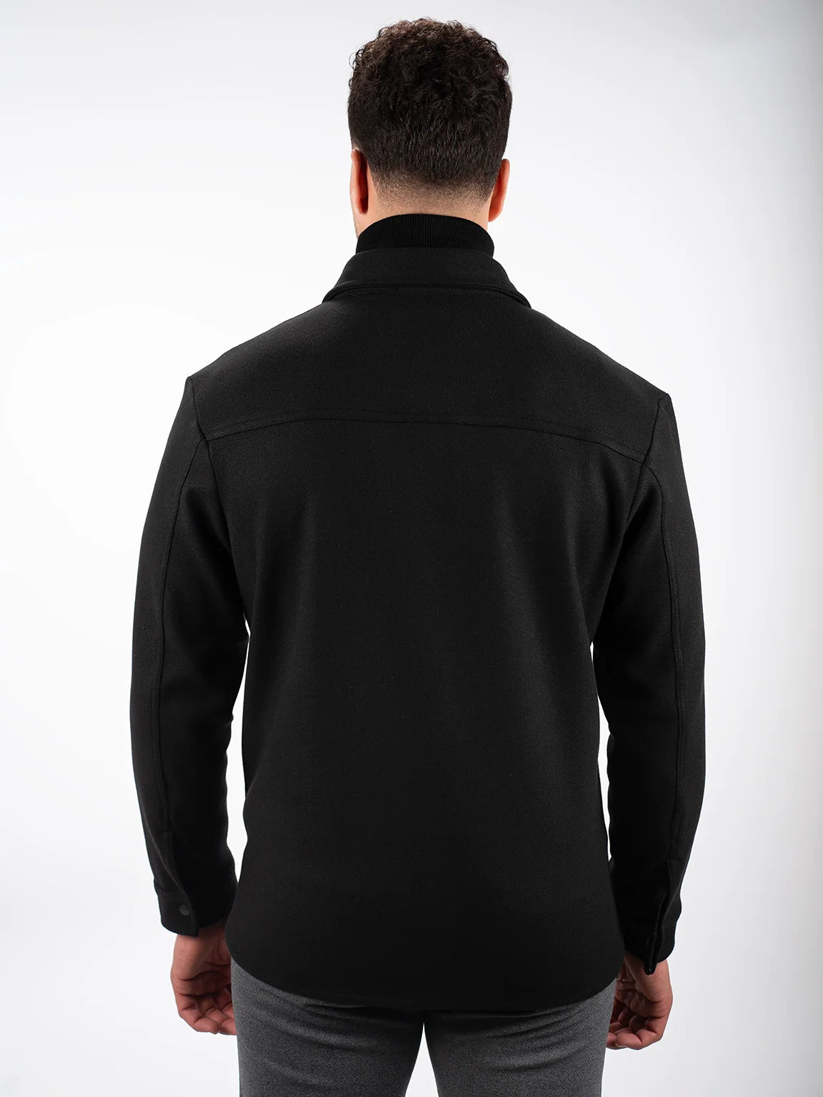 Buttoned Black Shirt Jacket