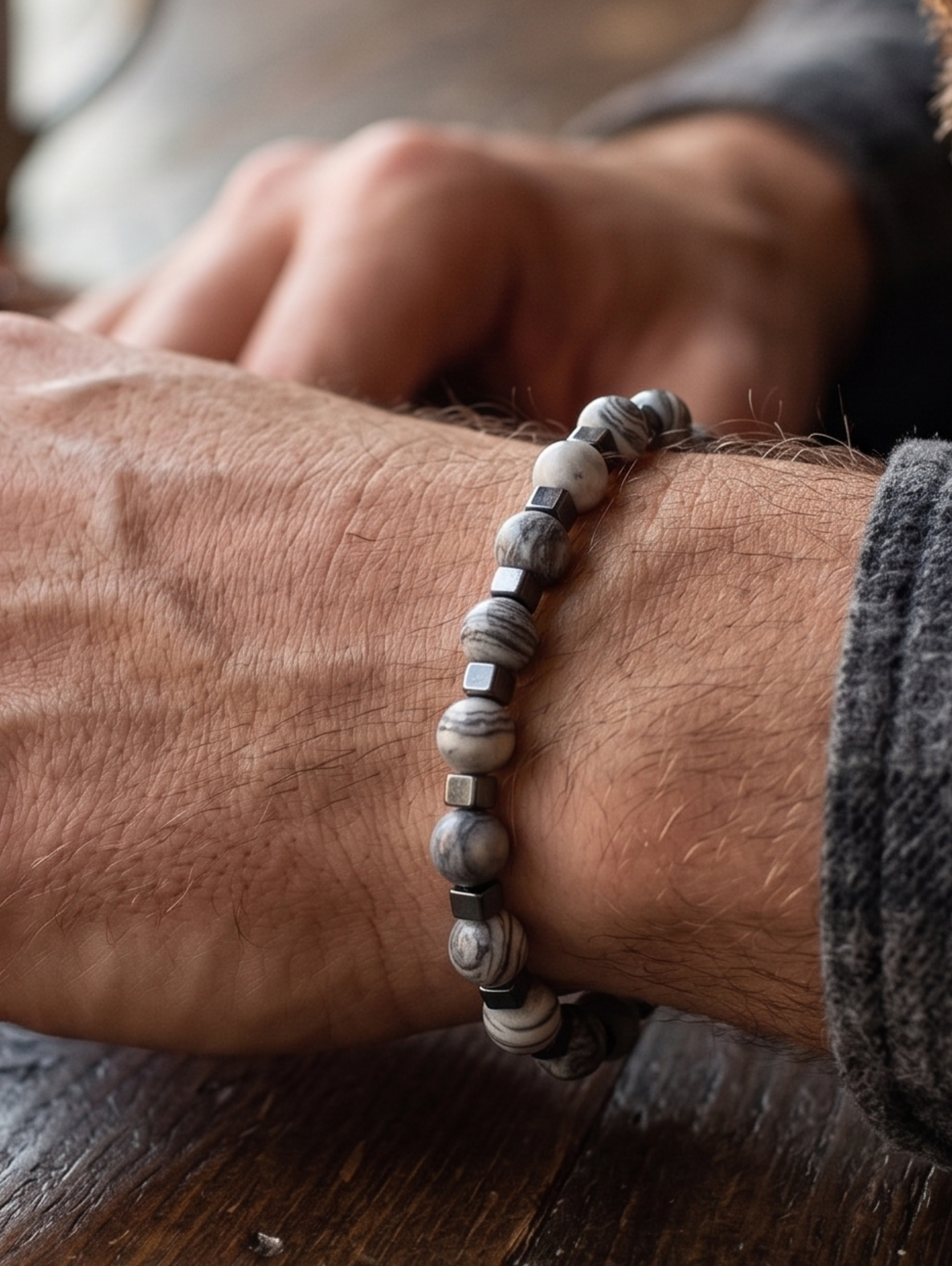 One-Layer Beaded Grey Bracelet