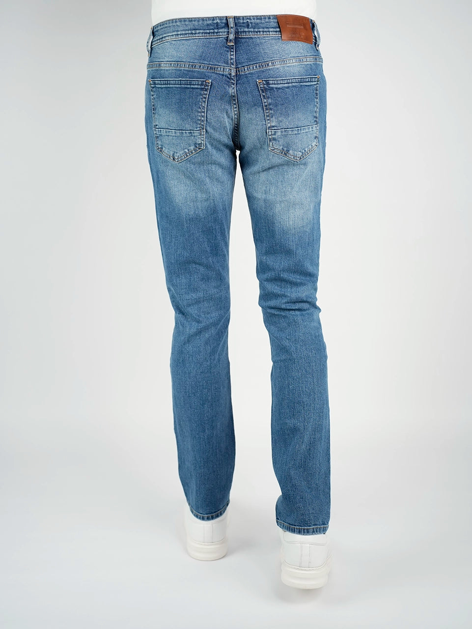 Blue Washed Slim Straight Jeans