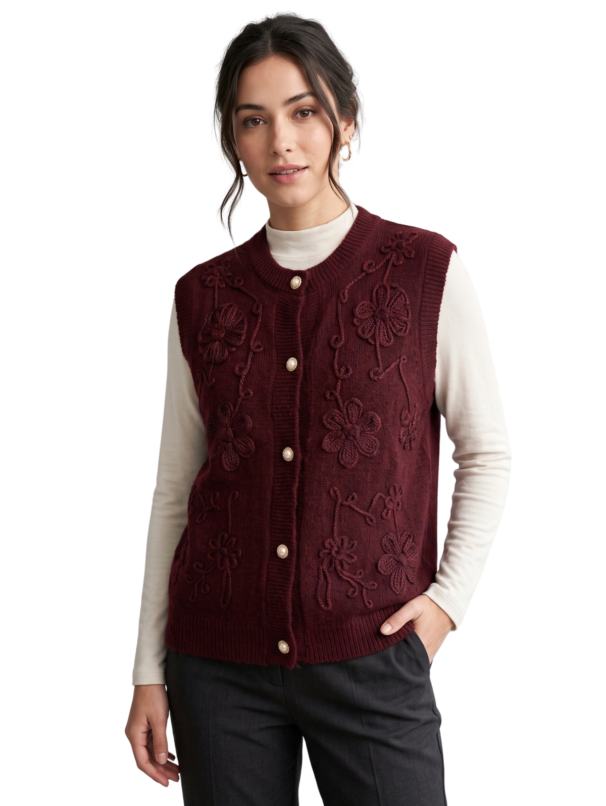 Bordo Crew Neckline Vest