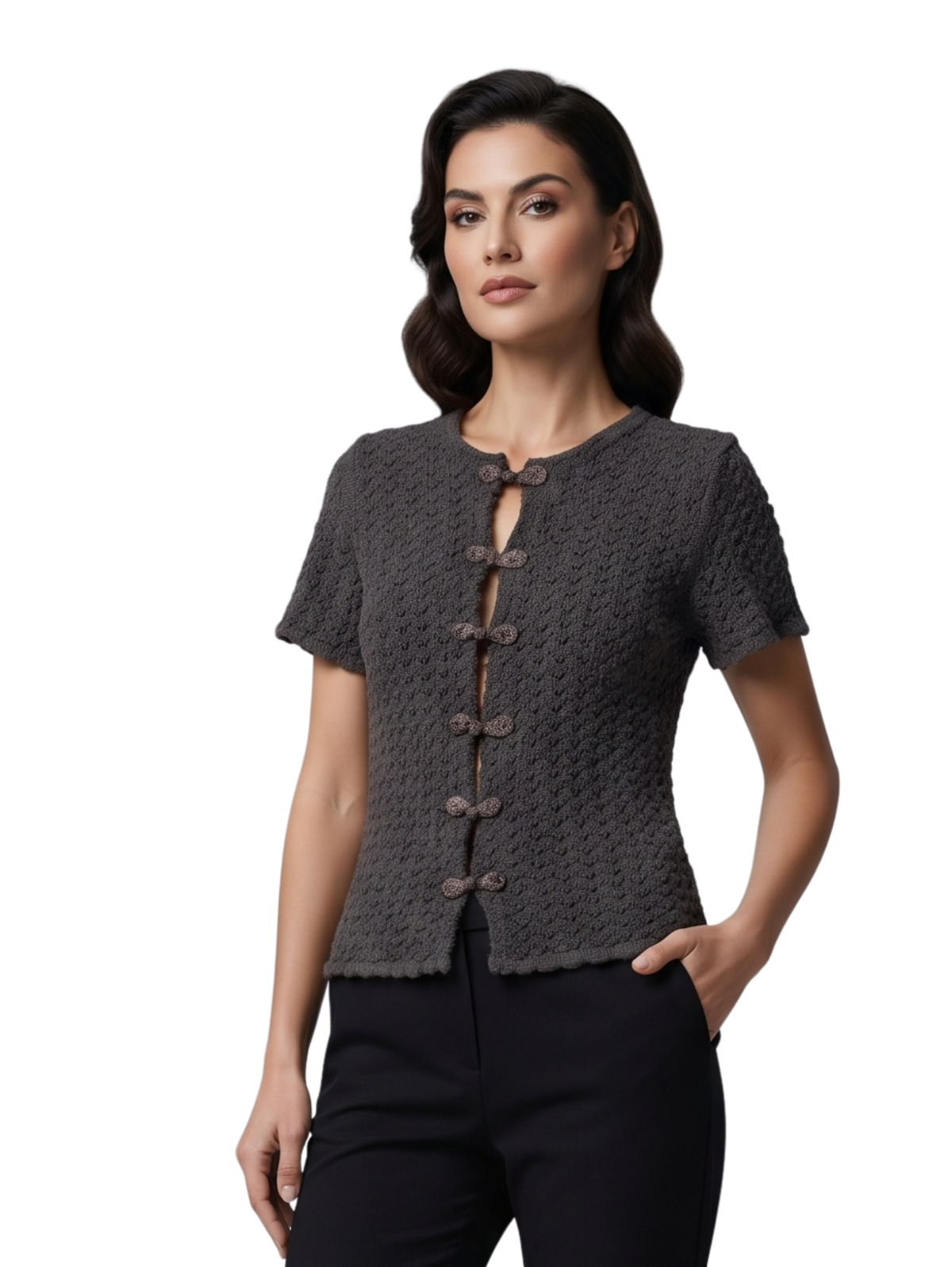 Brown Short-Sleeved Top