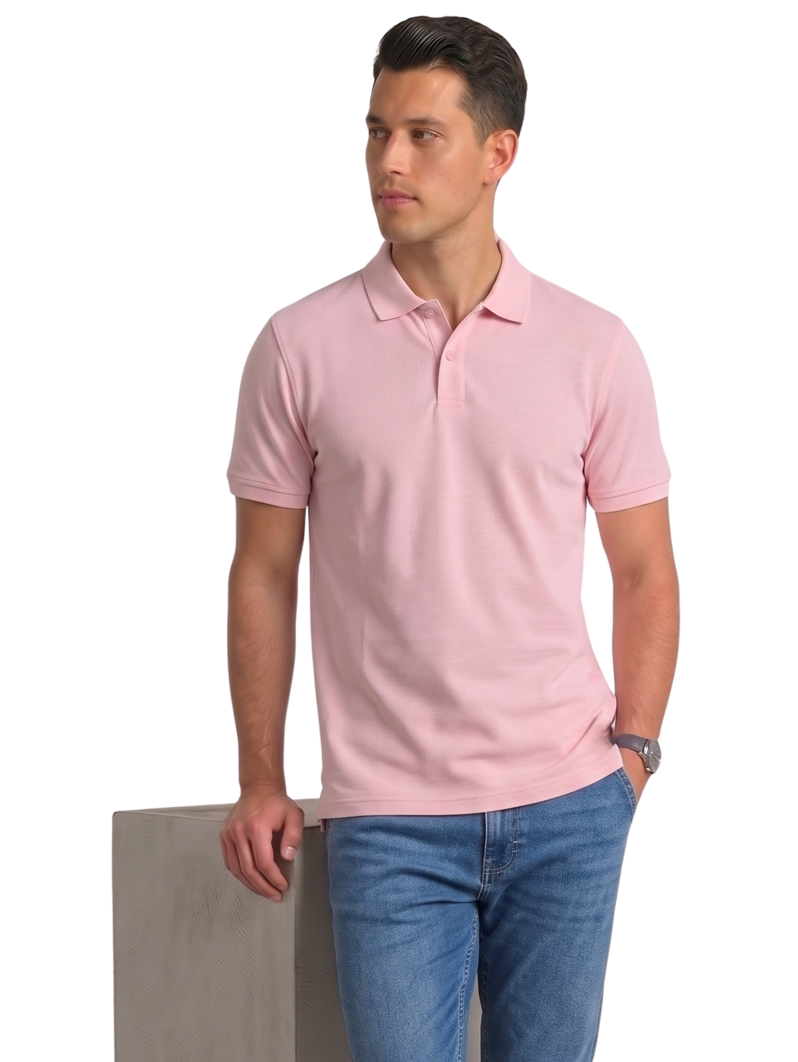 Pink Slim Fit Short Sleeved Polo