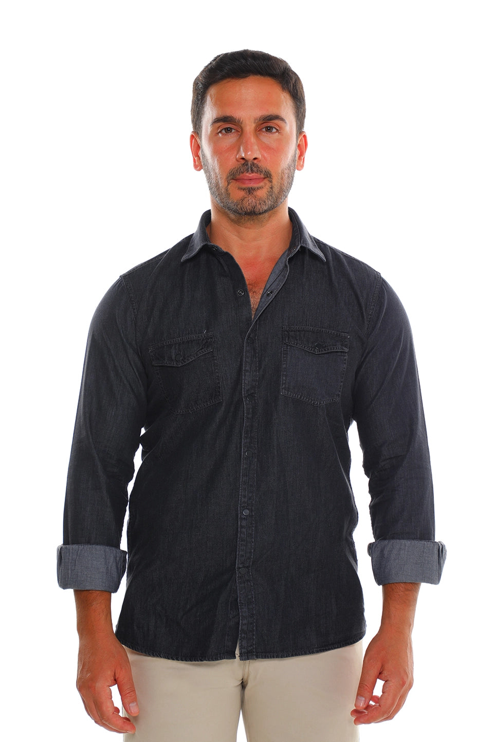 Grey Long Sleeved Light Denim Shirt