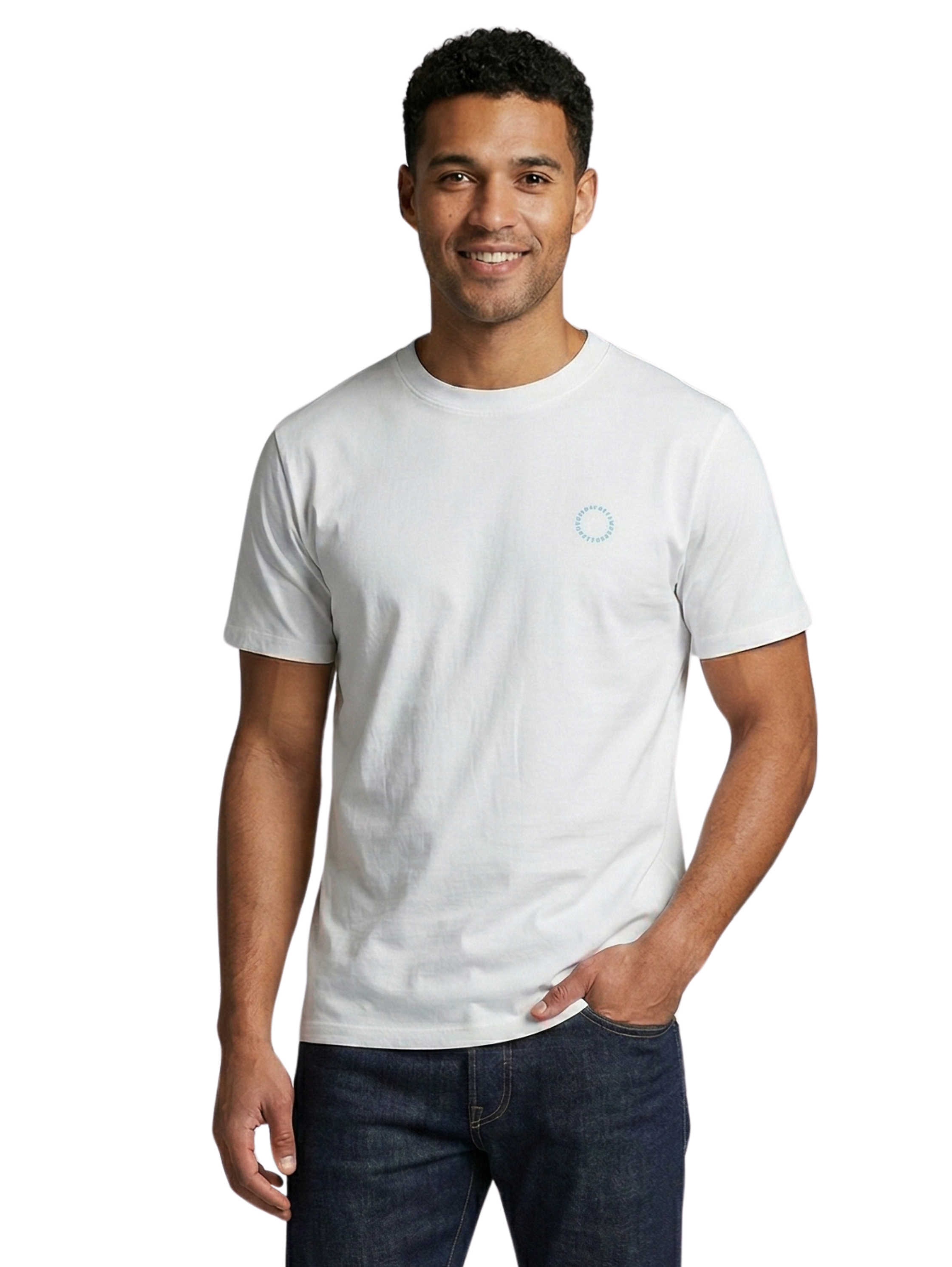 Round Neck White T-shirt With Back Design