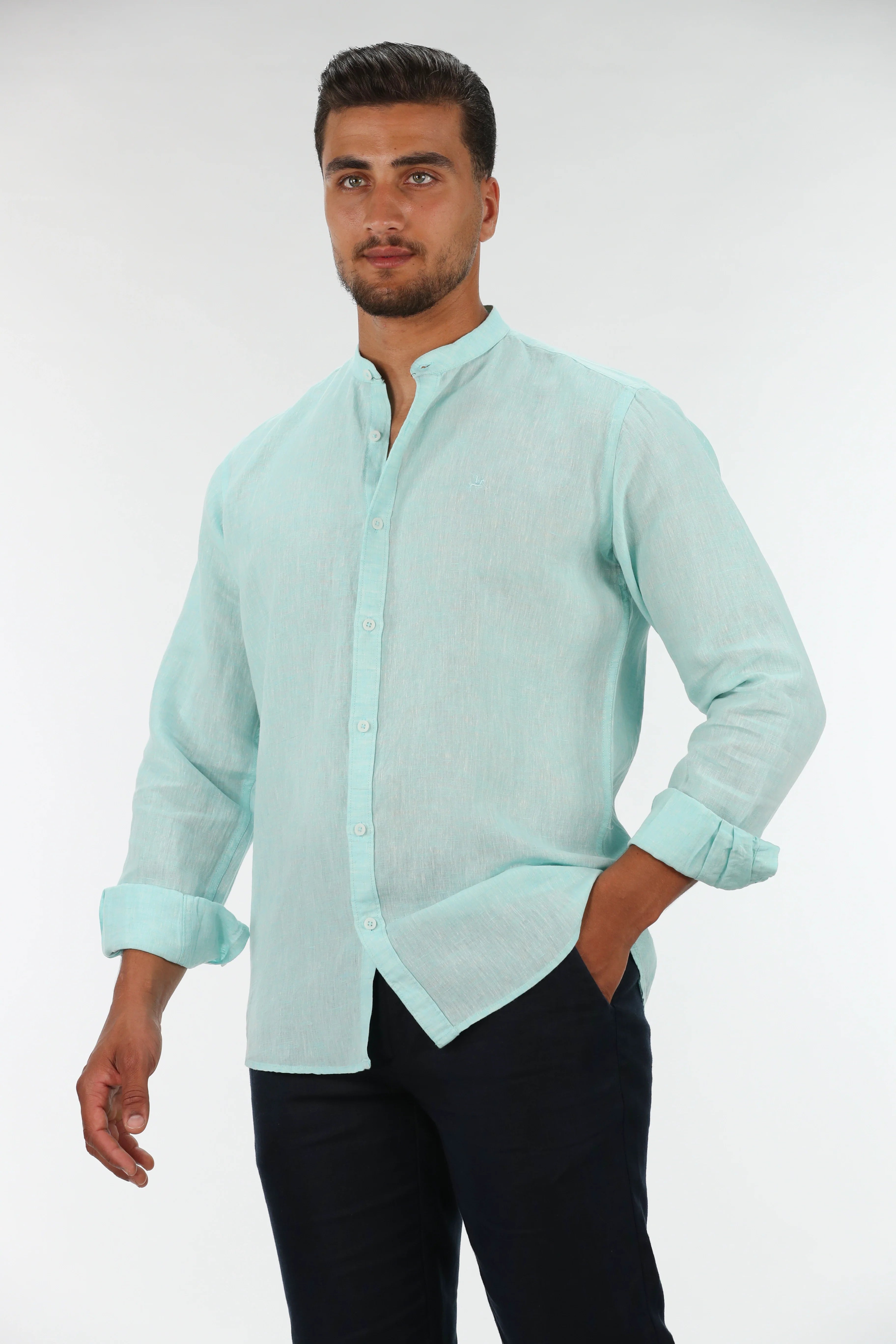 Linen Buttoned Mint Shirt
