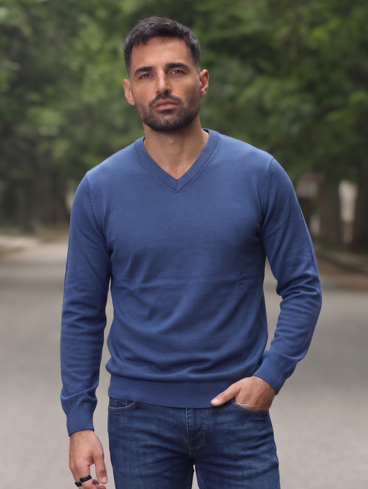Indigo V-Neckline Pullover
