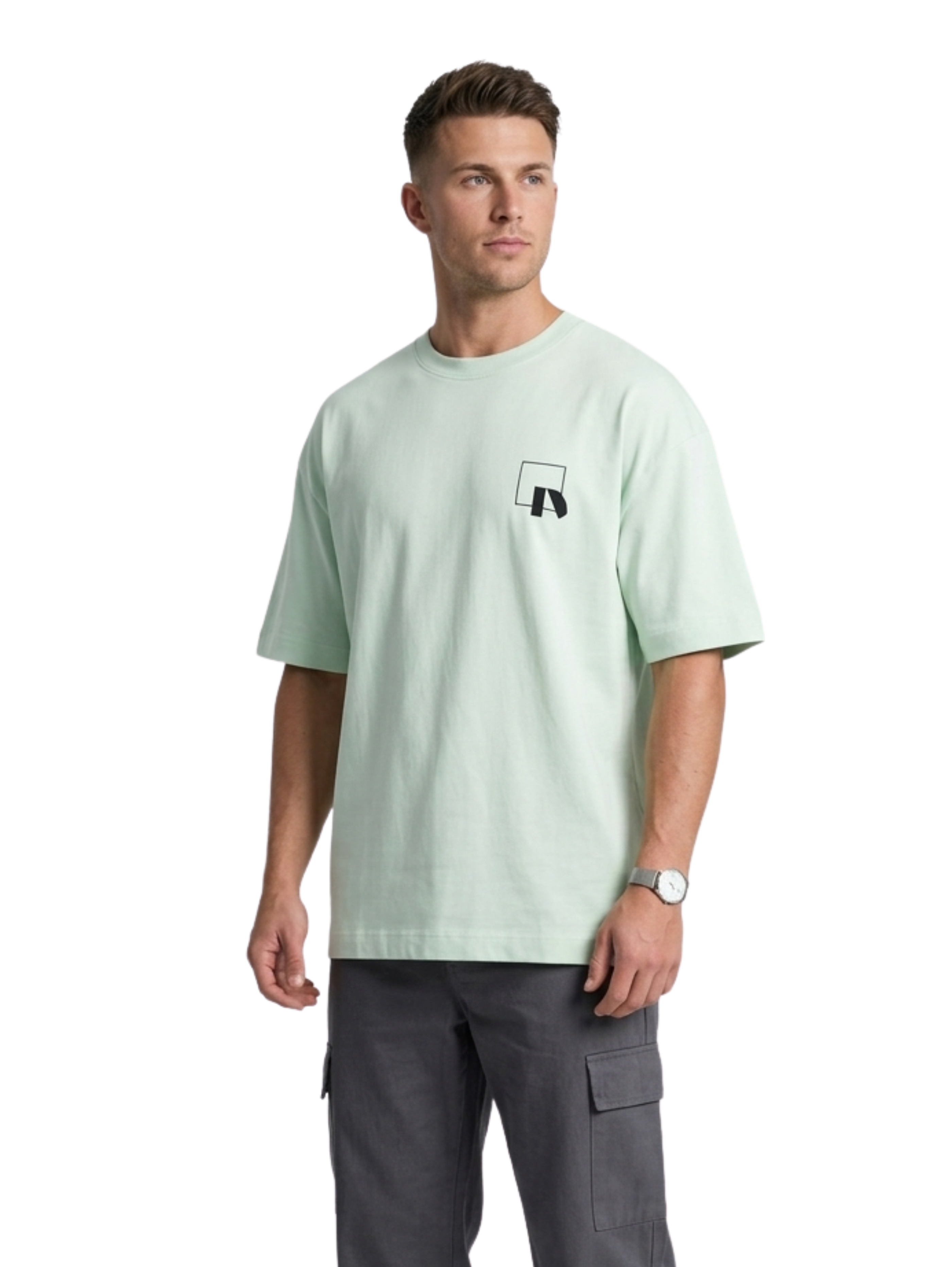 Oversized Mint T-Shirt With Back Design