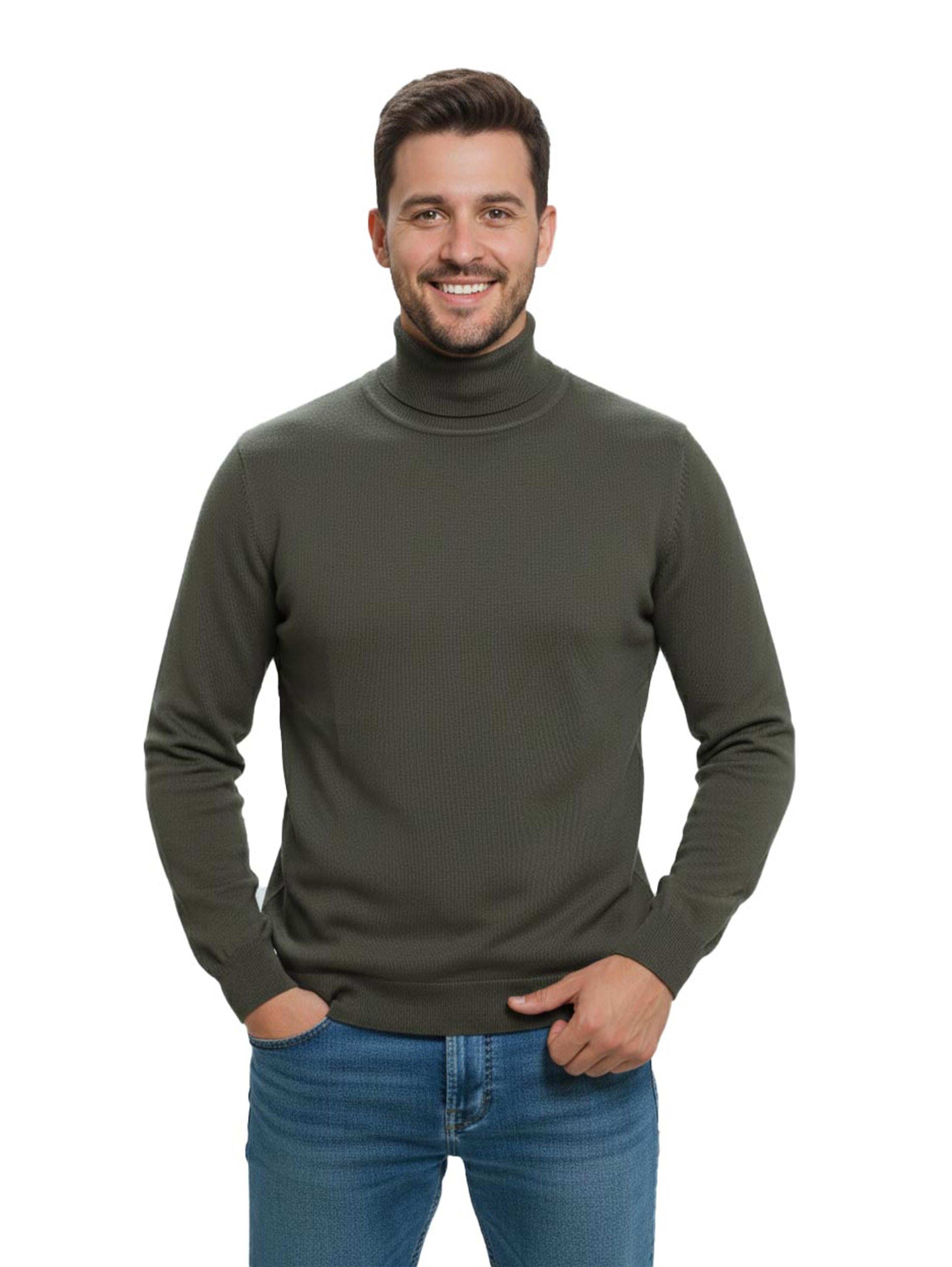 Turtleneck Long Sleeved Olive Pullover