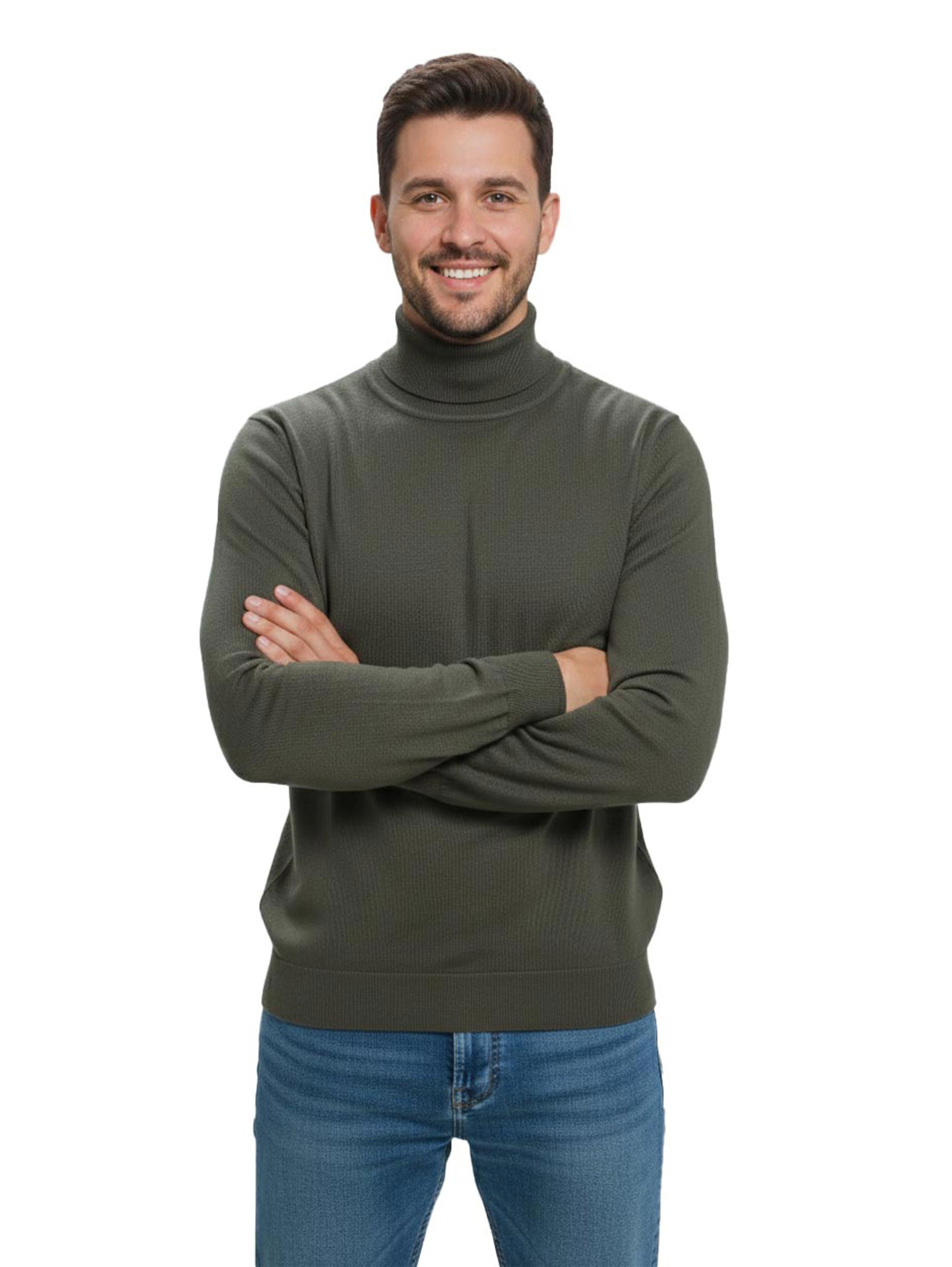 Turtleneck Long Sleeved Olive Pullover