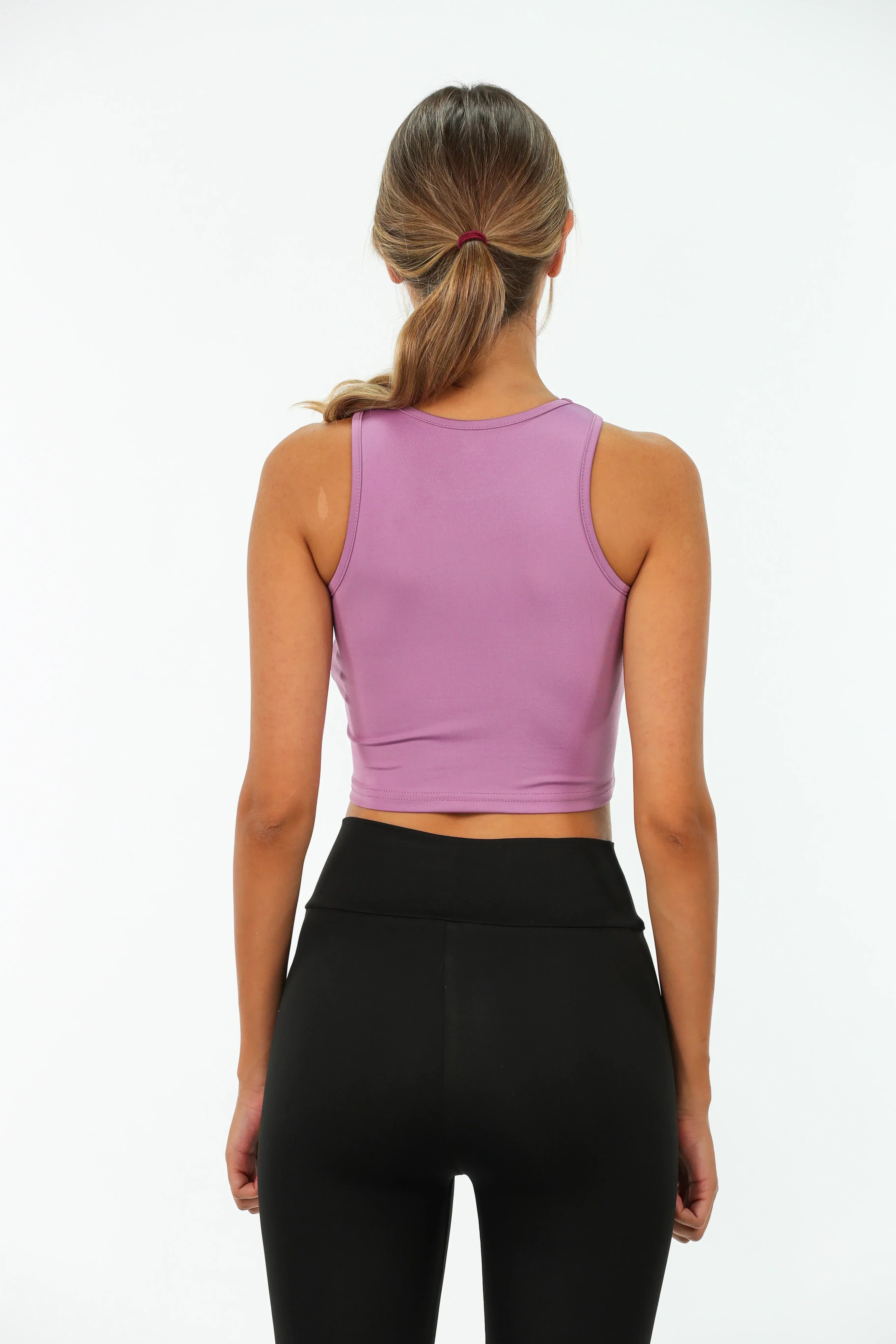 Purple Sport Crop Top With Logo Design