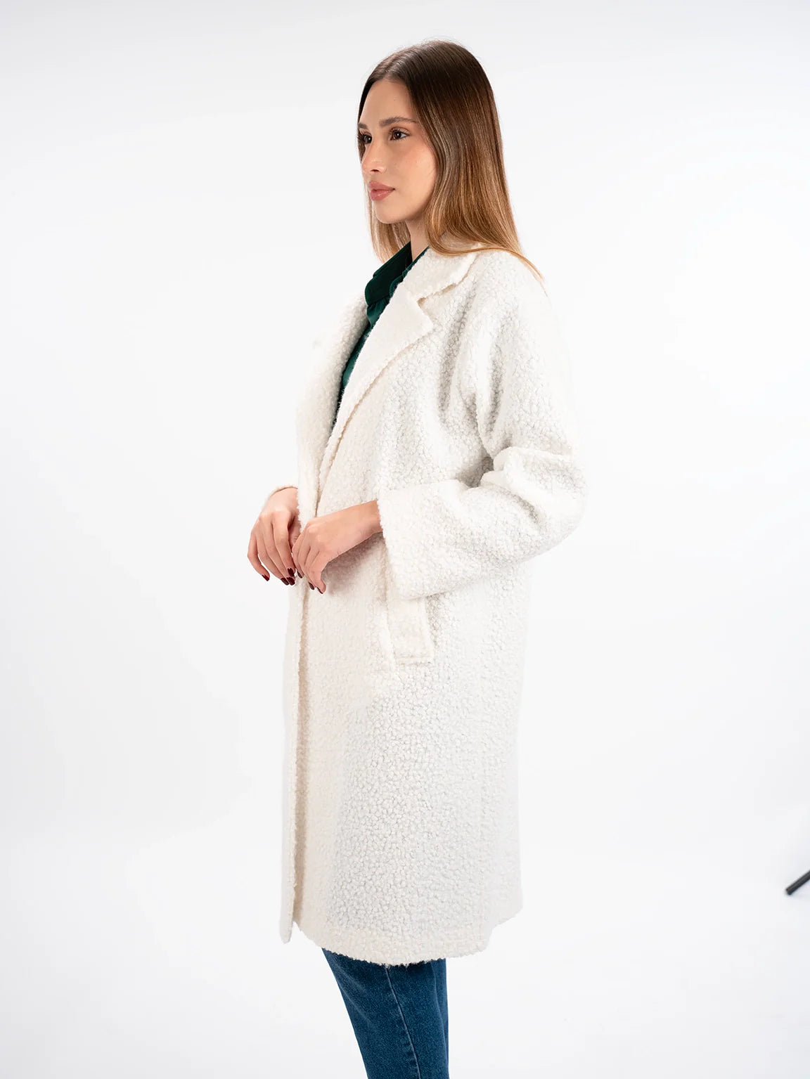 Fluffy Warm Long Off White Coat