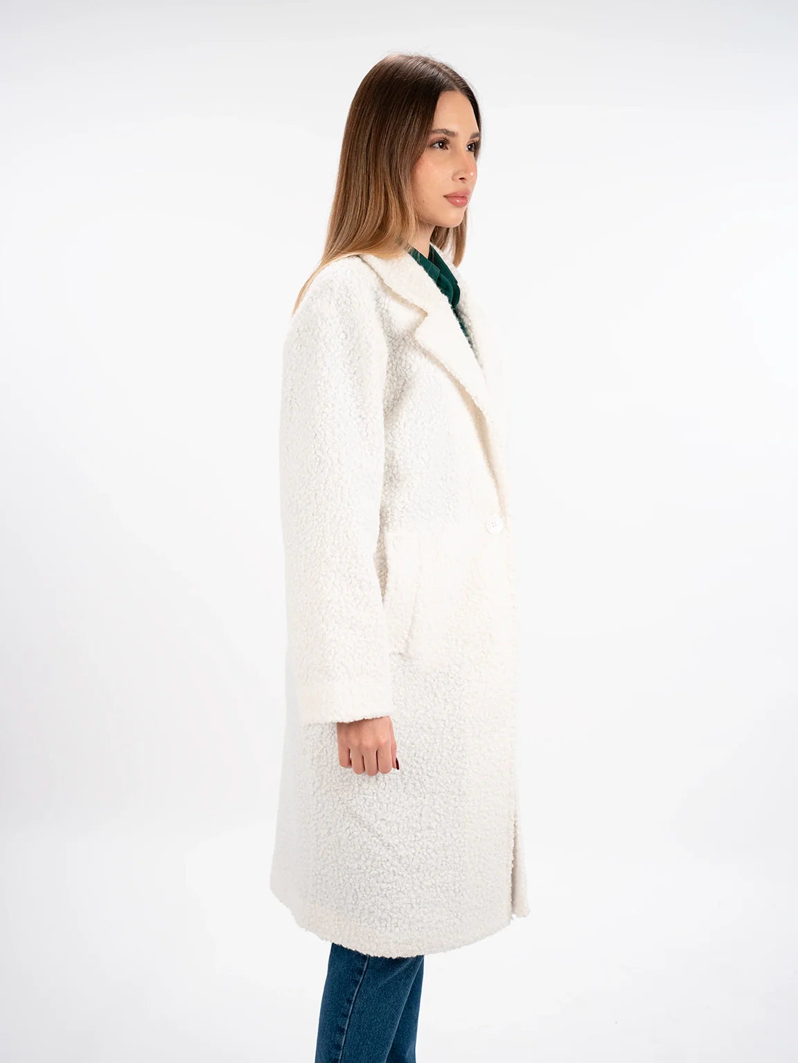 Fluffy Warm Long Off White Coat