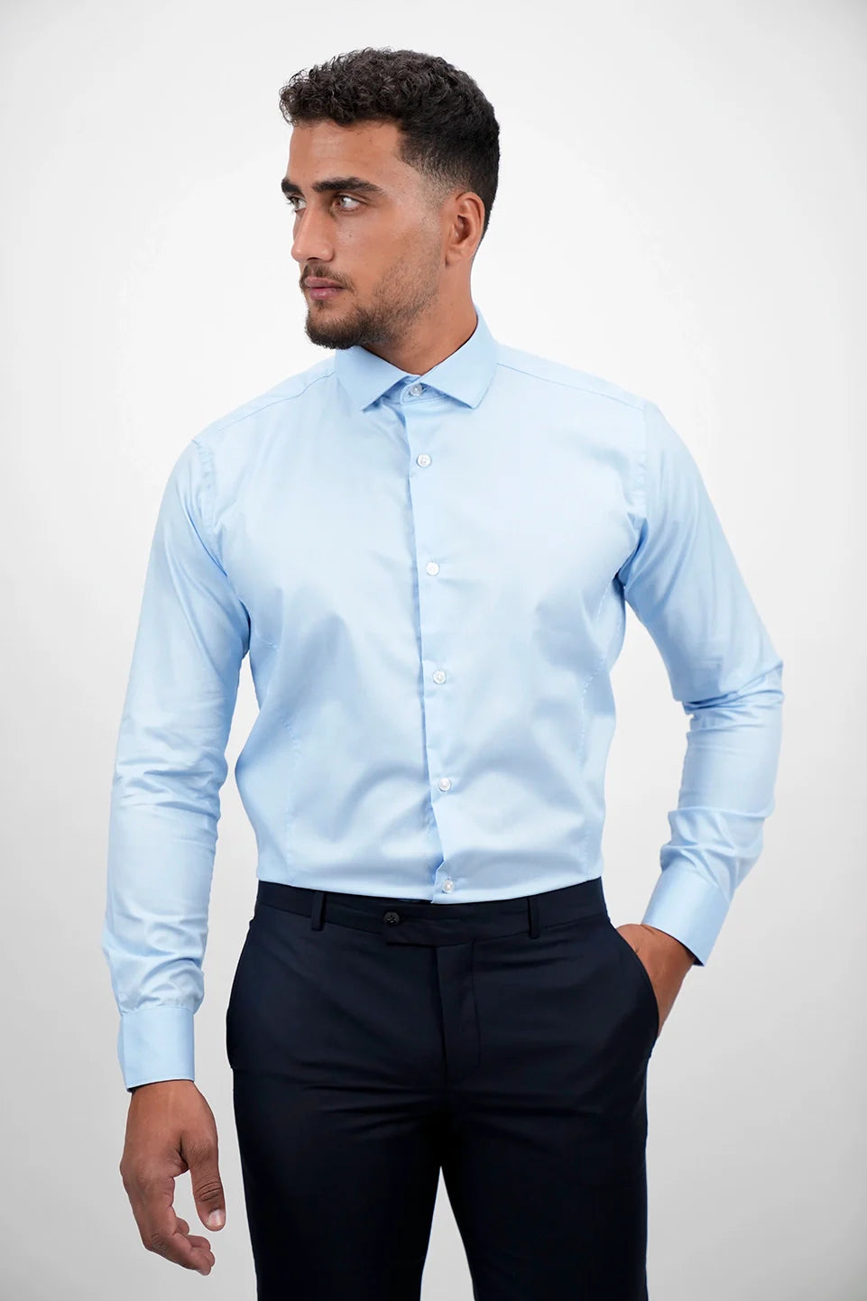 Non Iron Long Sleeved Blue Shirt