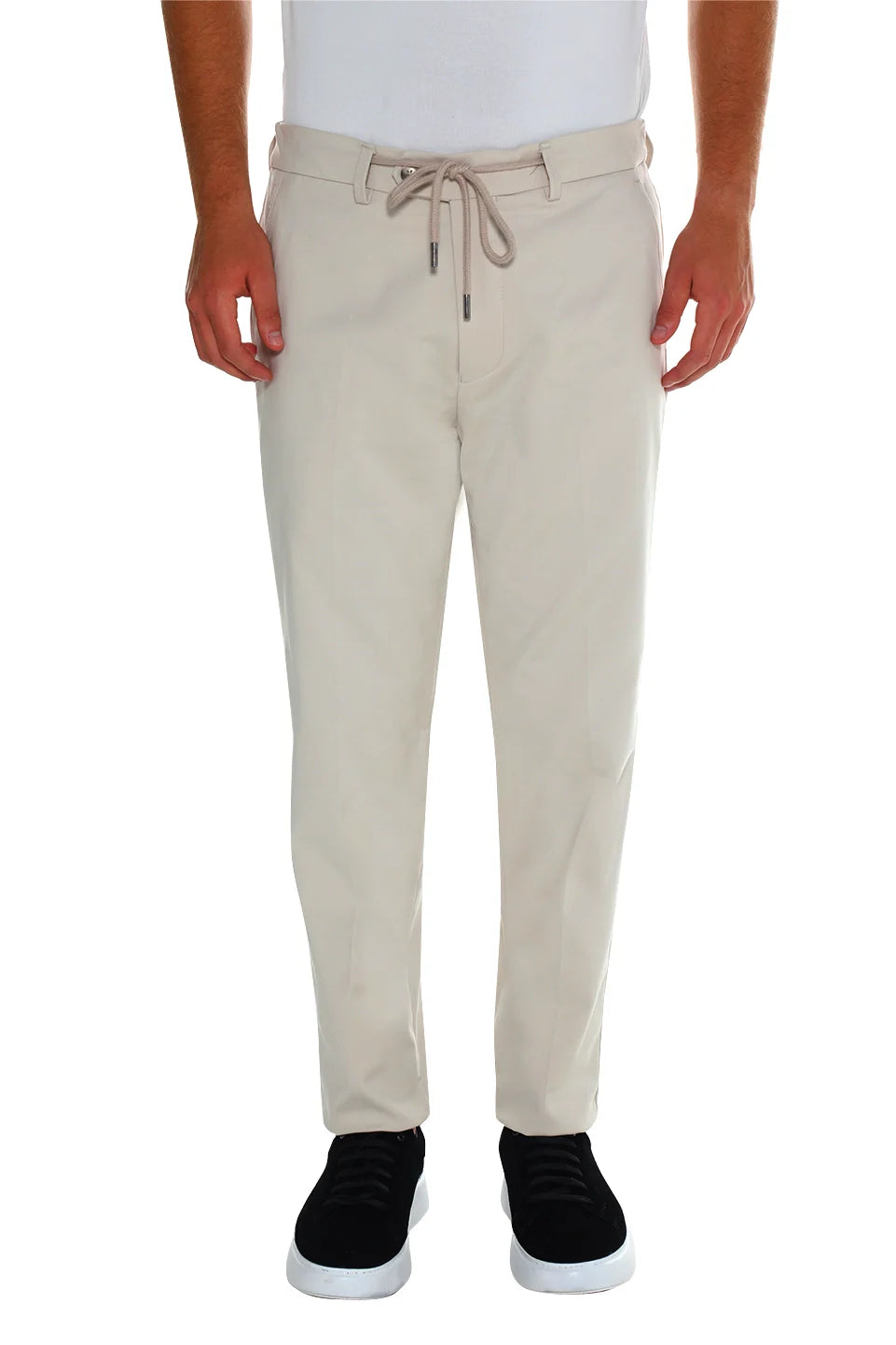 Sport Chic Beige Pant With Zipper & Tie To Close