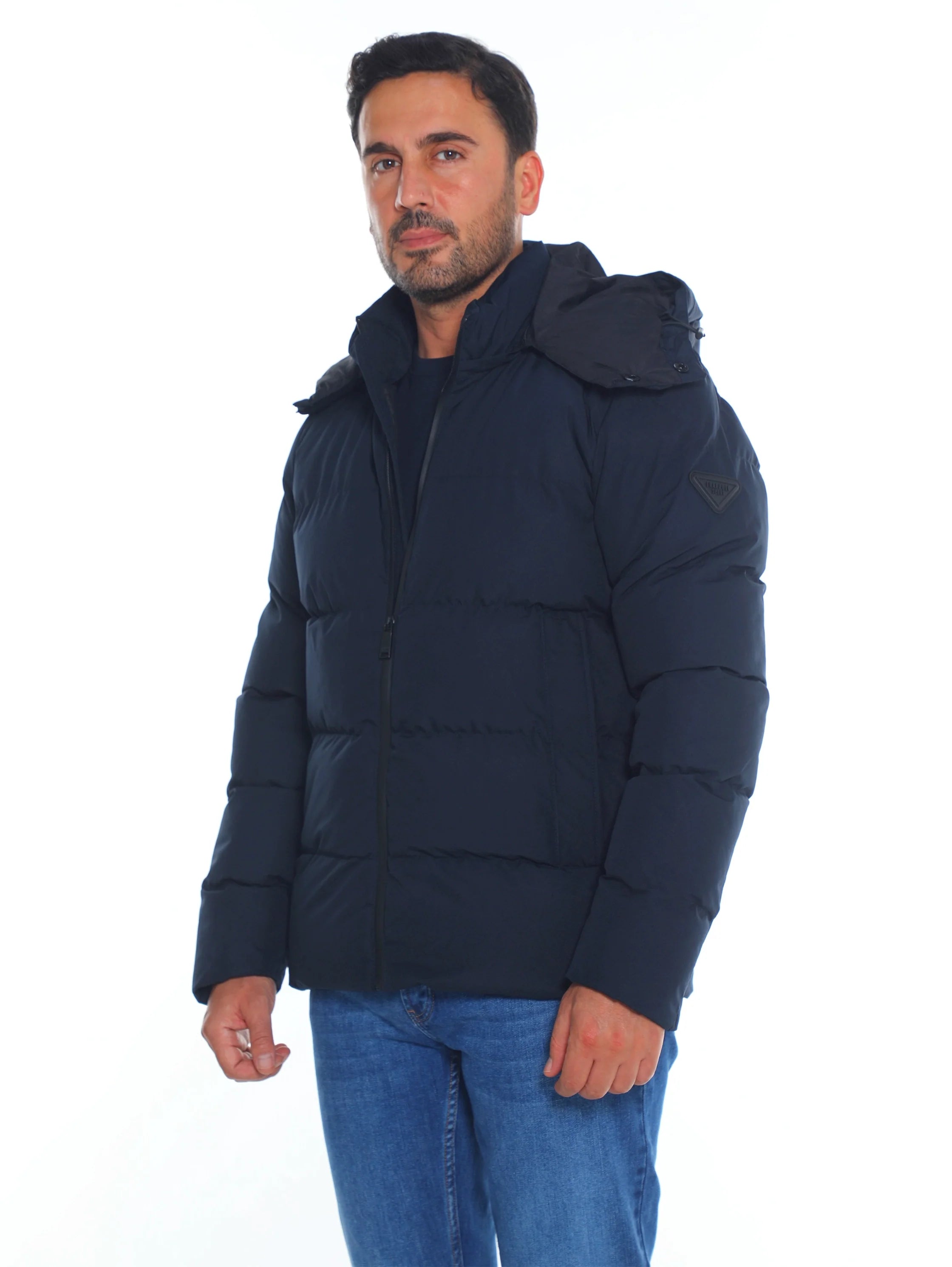 Deep Navy Puffer Warme Jacket With Attached Hood