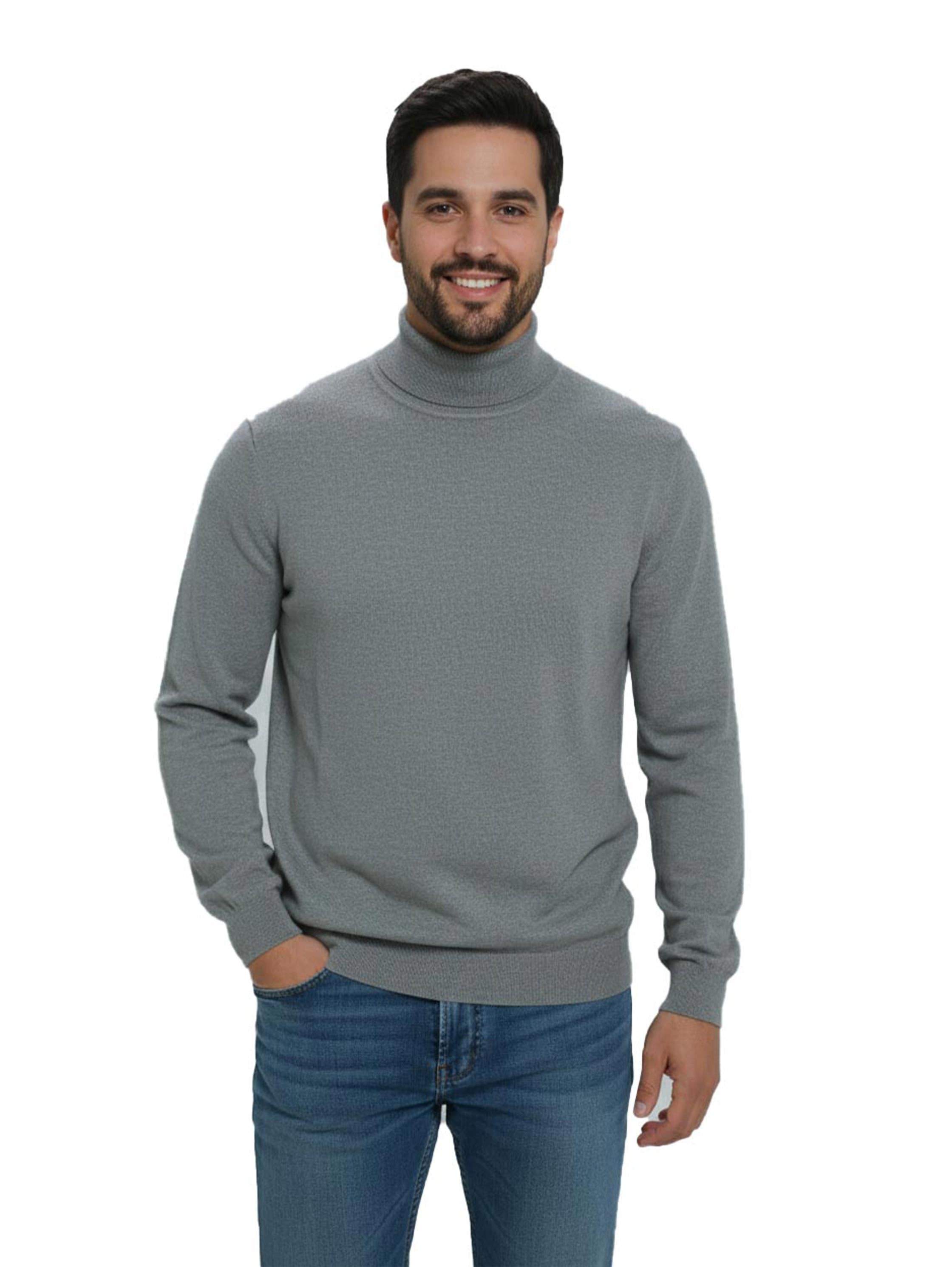 Turtleneck Long Sleeved Light Grey Pullover