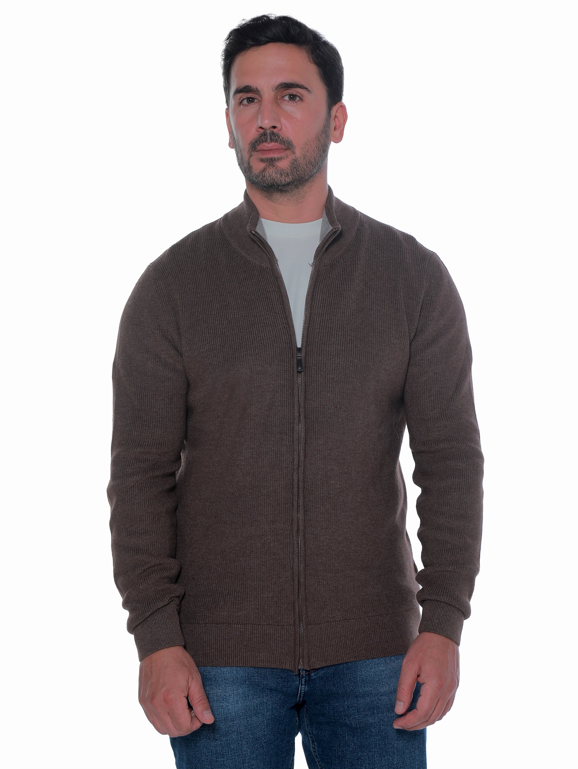Brown Pullover With Full Zipper To Close