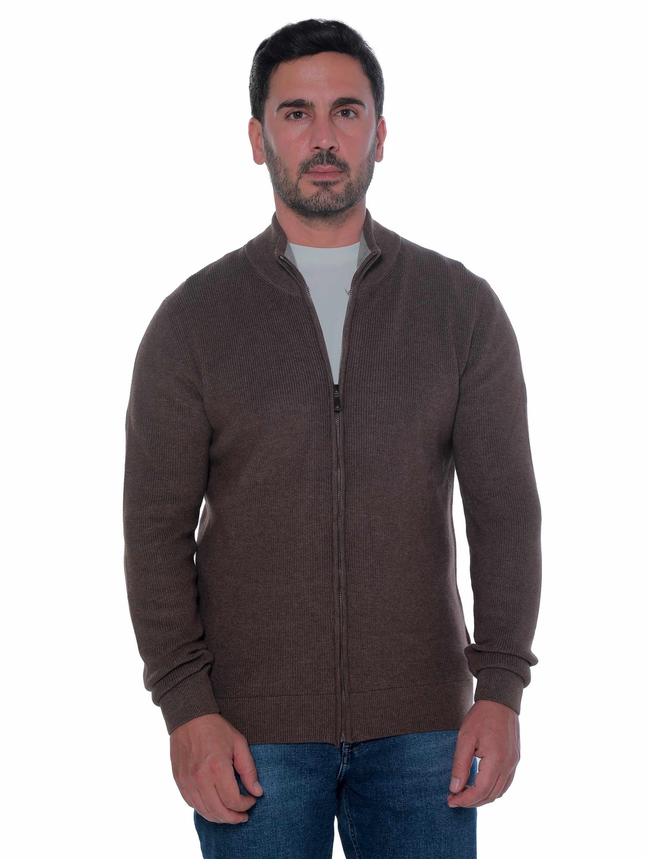 Brown Pullover With Full Zipper To Close