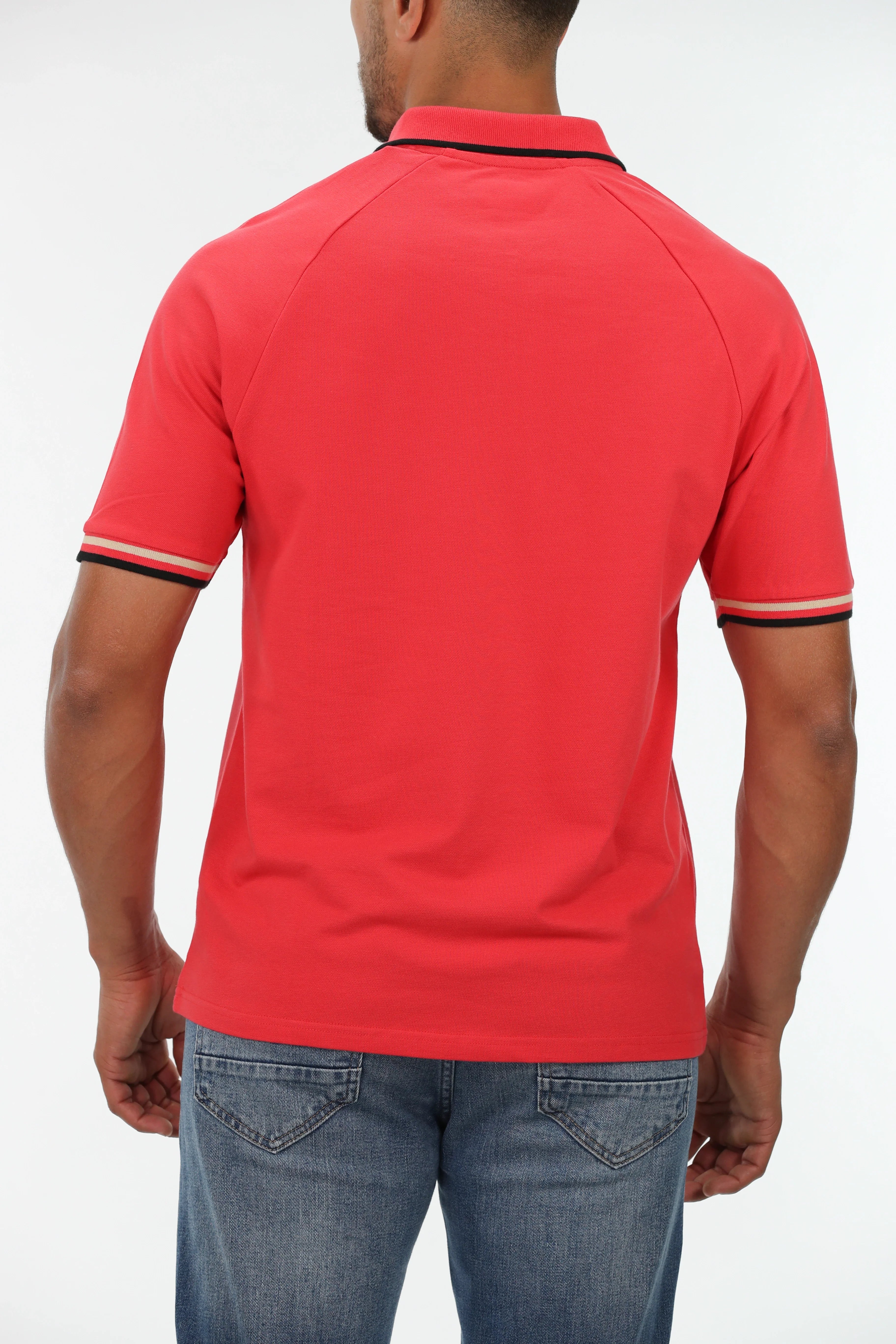 Red Polo With Half Zipper To Close