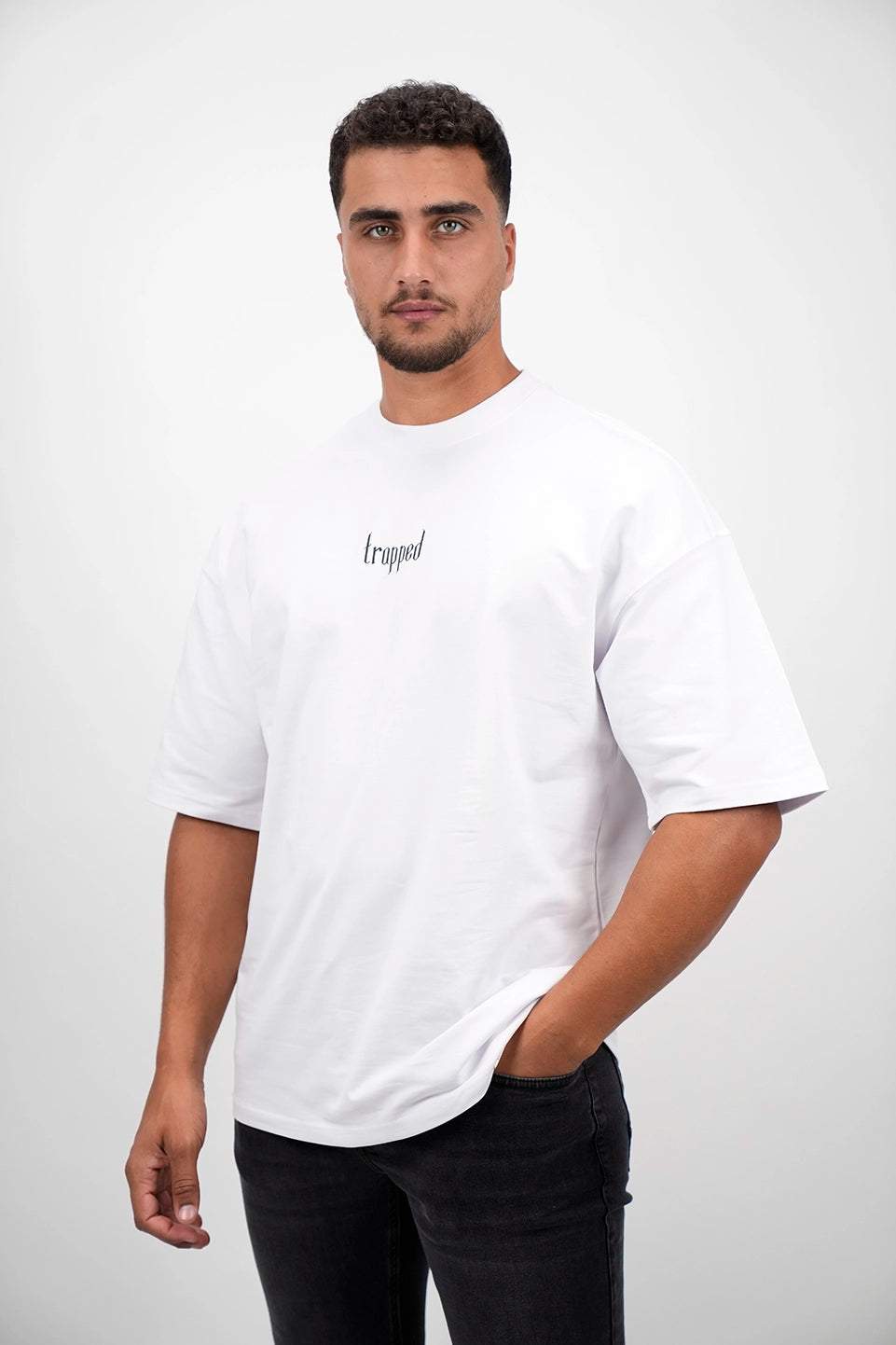 Oversized White T-Shirt With Planet Back Print