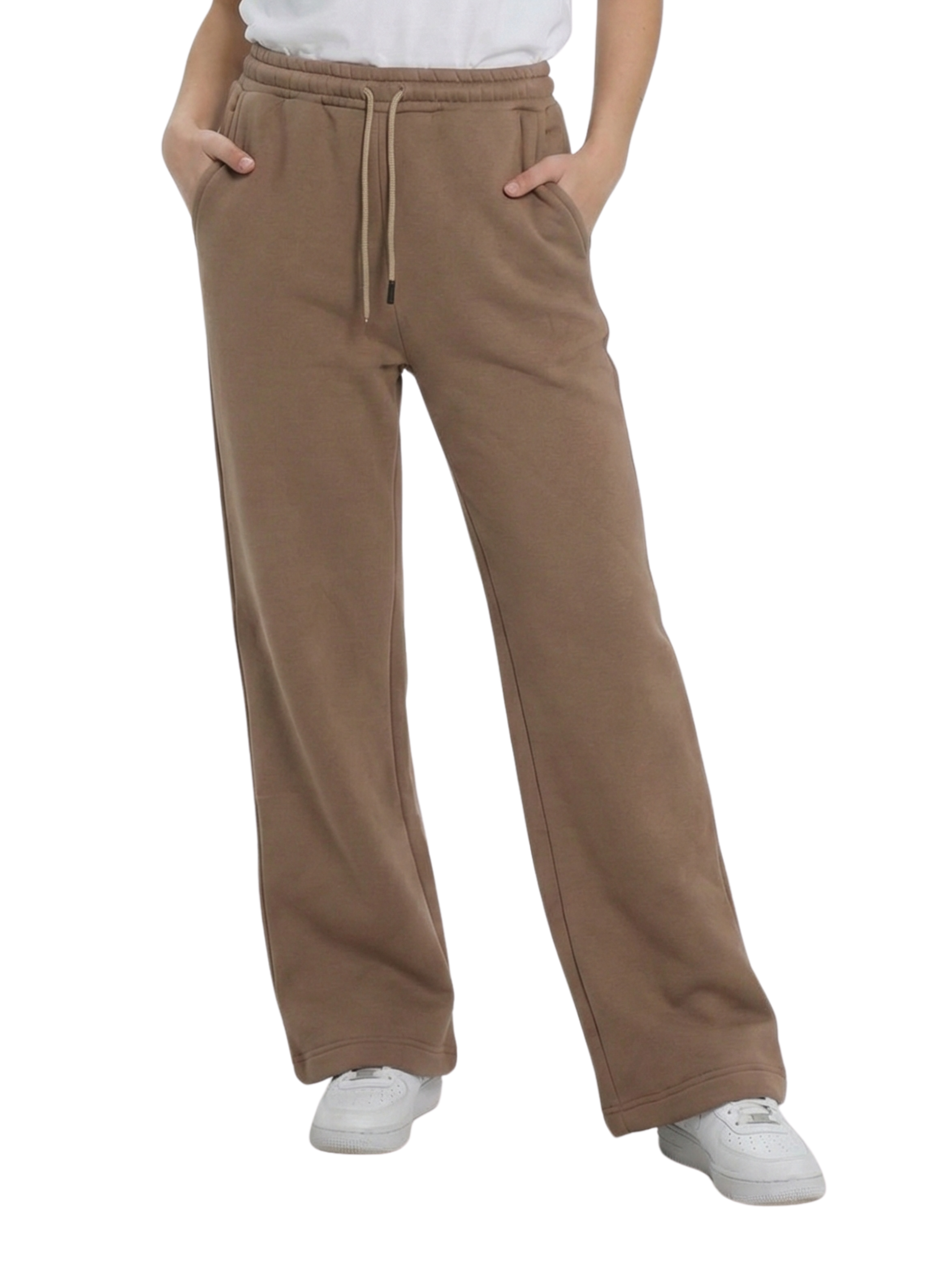 Brown Jogging Fleeced Wide Leg