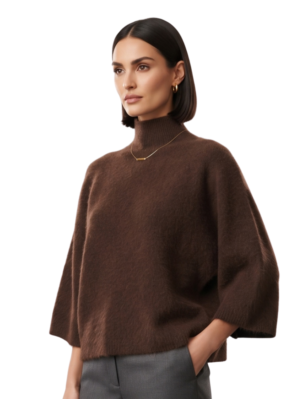Brown Turtleneck Pullover
