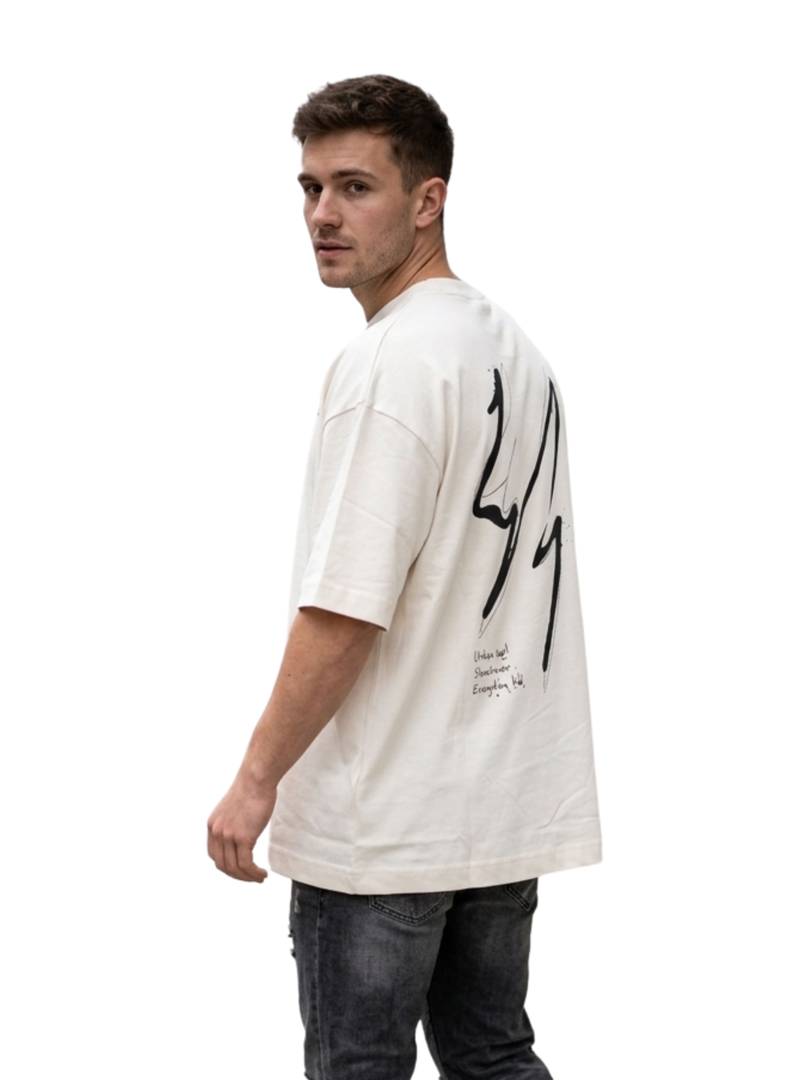 Oversized Milky T-Shirt With Back Design