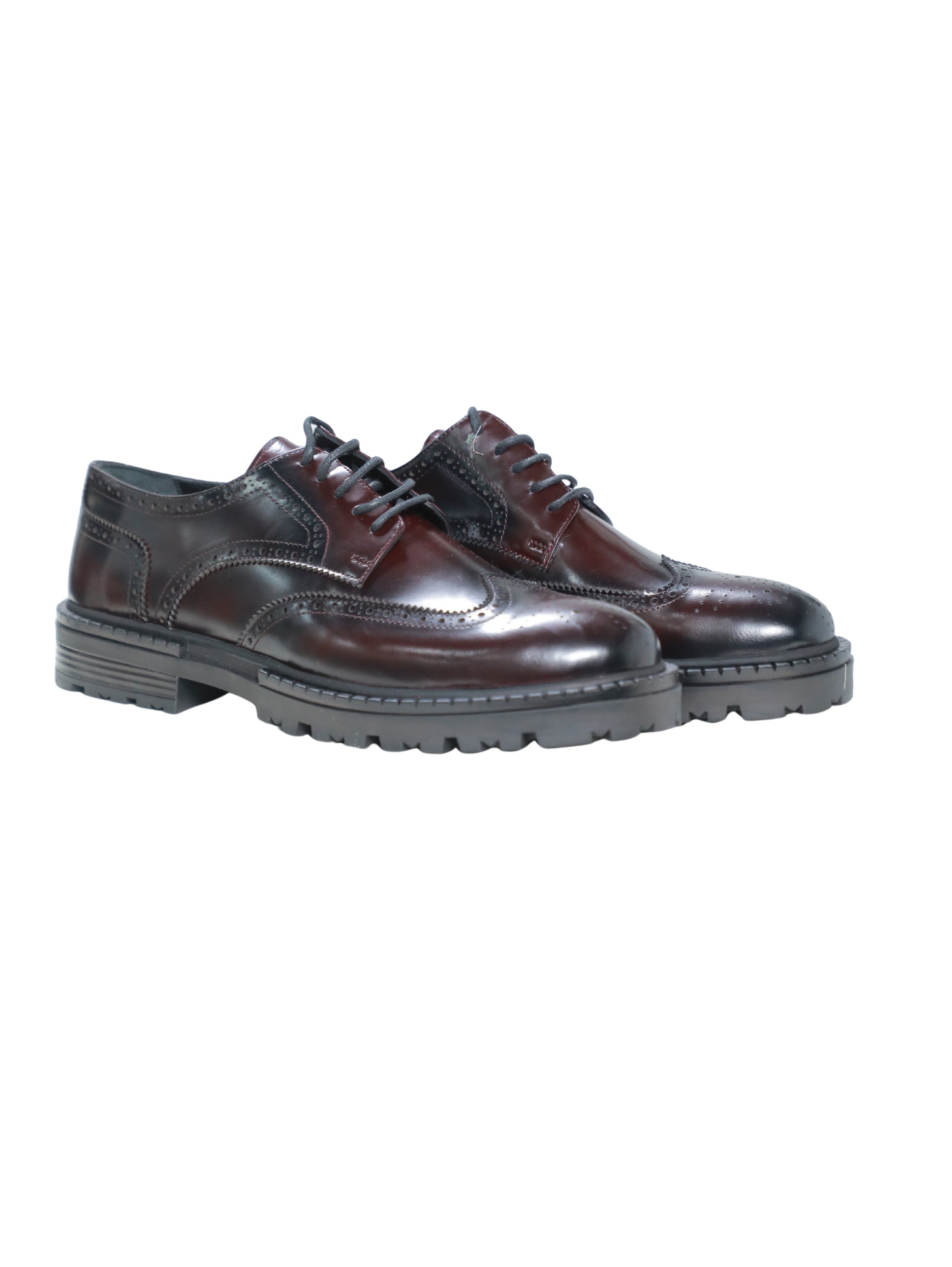 Lace-up Rugged Style Bordo Shoes