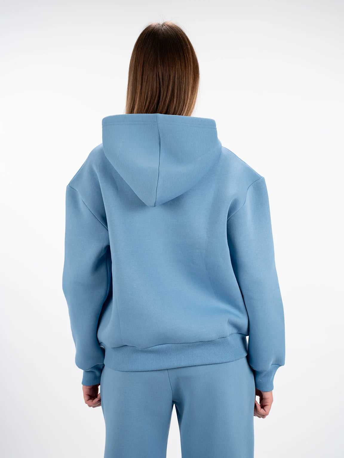 Blue Fleeced Jacket With Hood