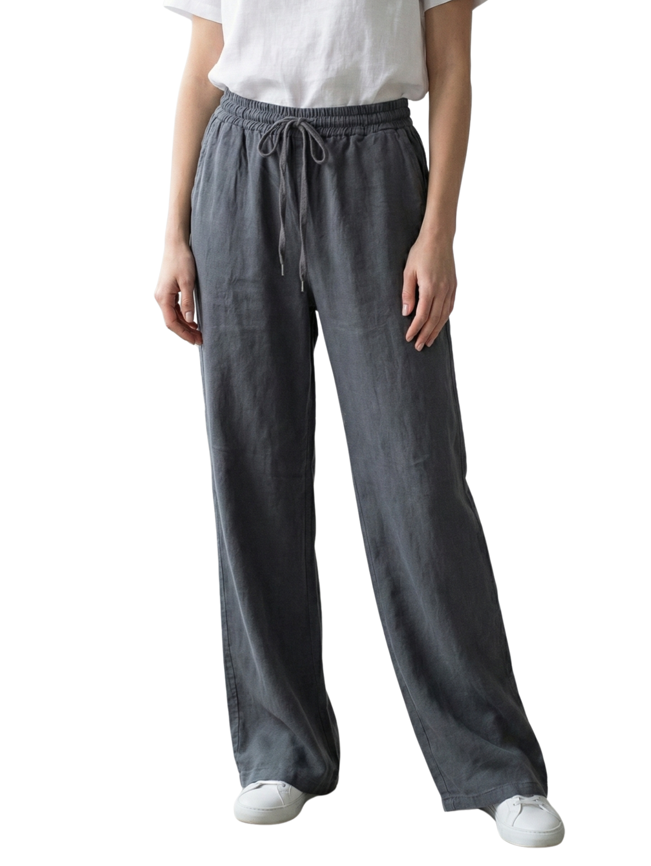 Dark Grey Loose Fit Pant With Elastic Waist