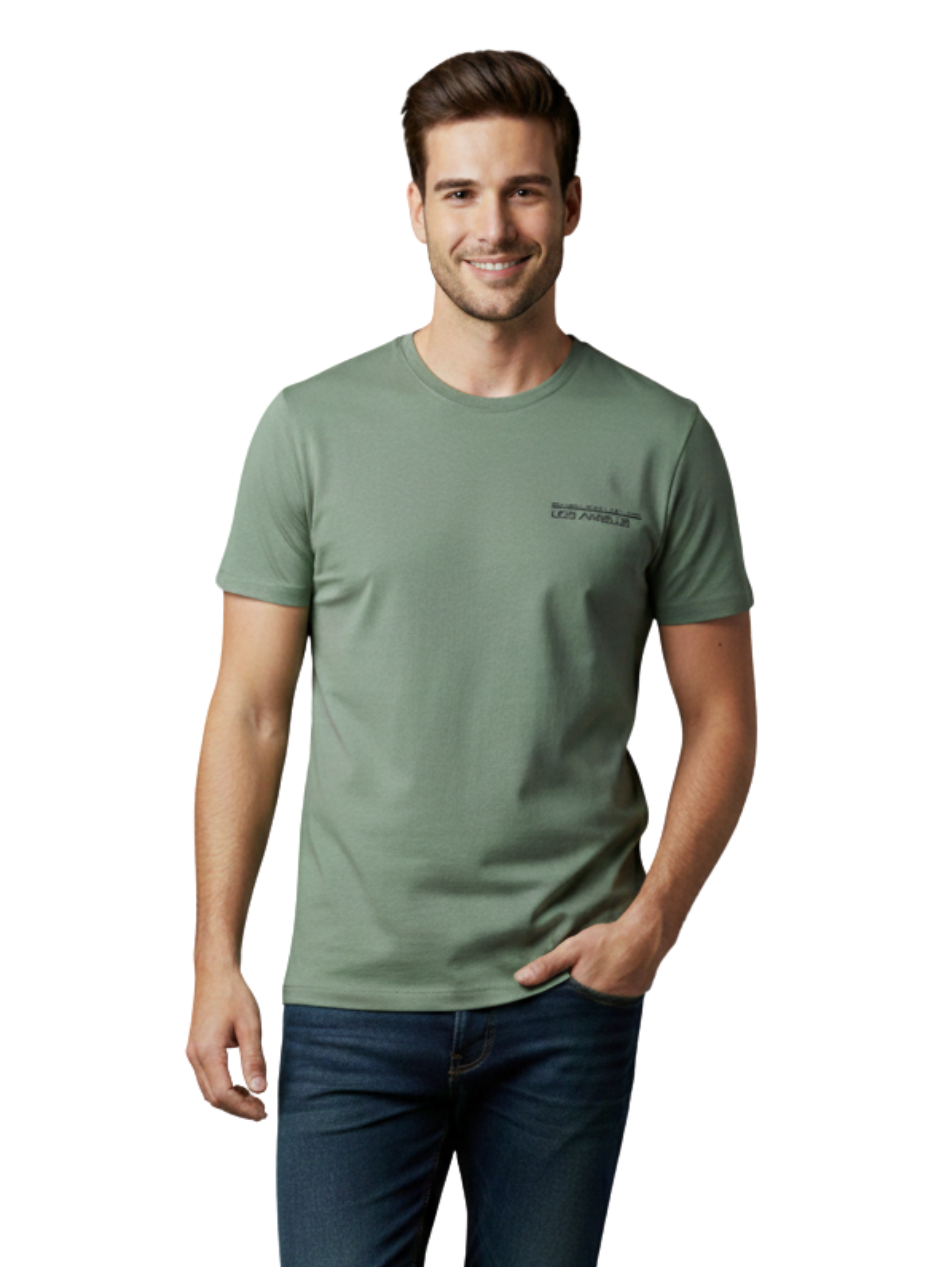 Round Neck Green T-shirt With Back Design