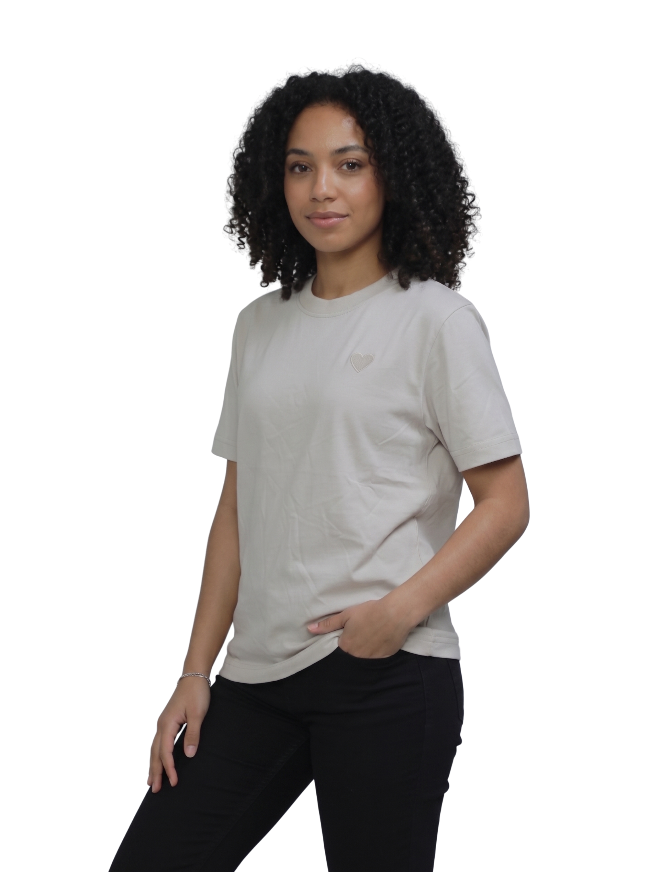 Grey Round Neck T-Shirt With Small Front Design