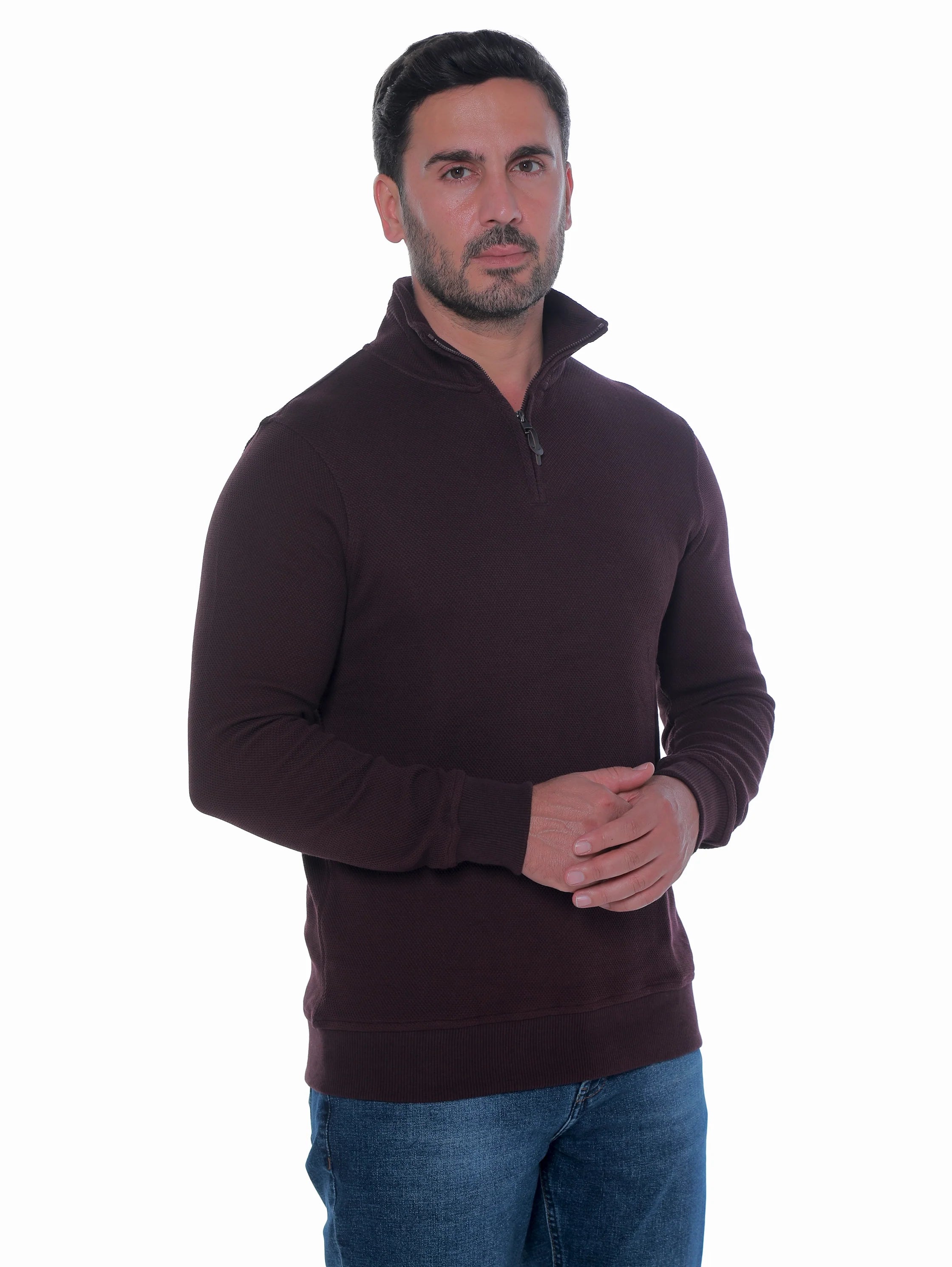 Bordo Pullover With Stand Up Collar