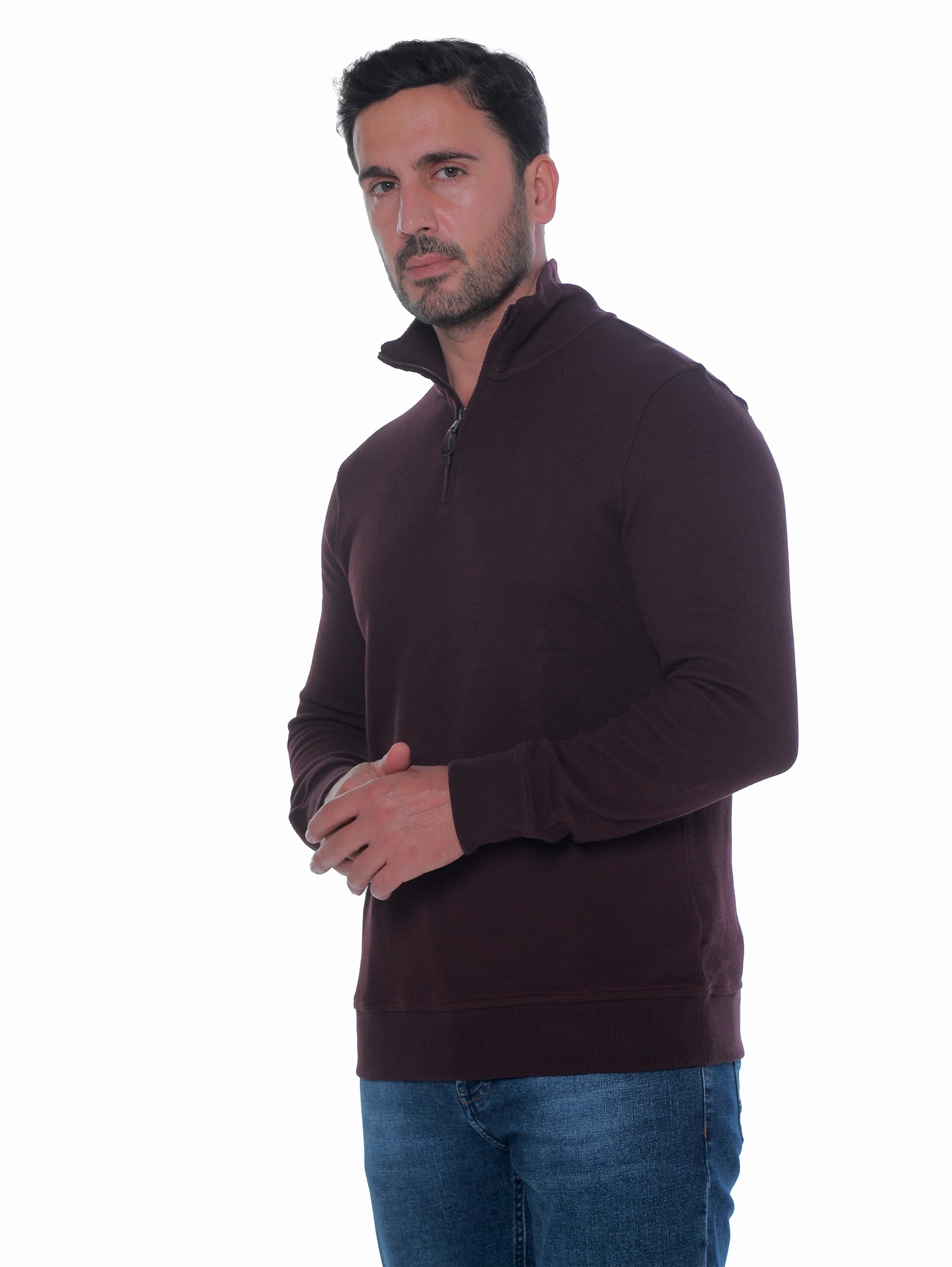 Bordo Pullover With Stand Up Collar