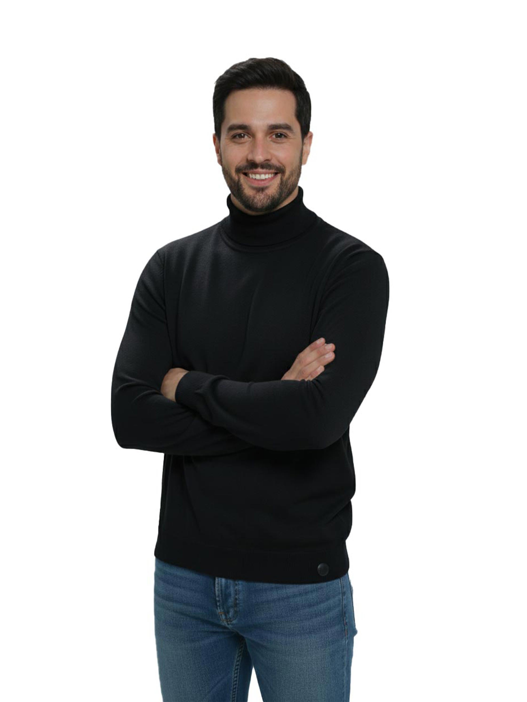Turtleneck Long Sleeved Black Pullover