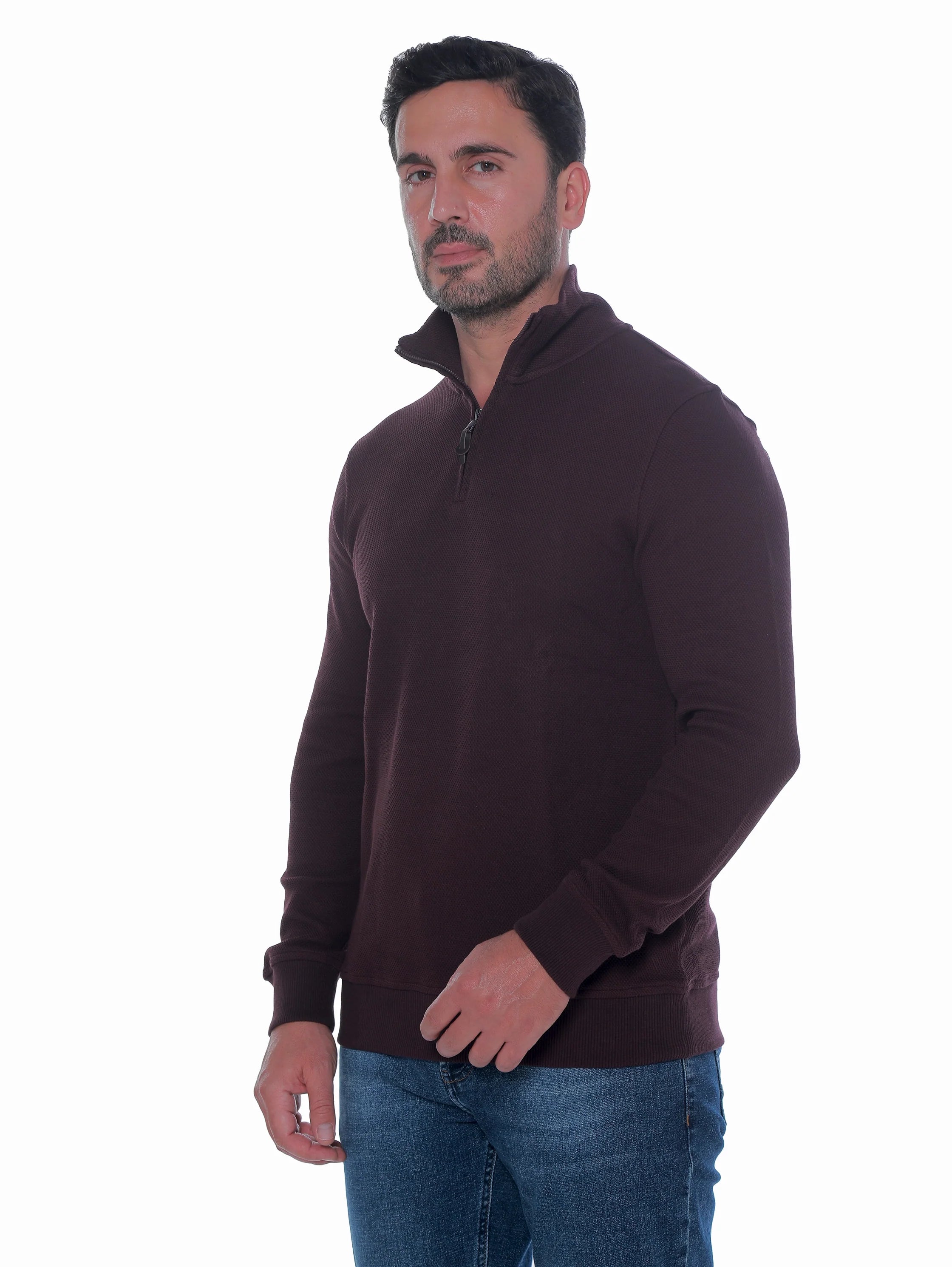 Bordo Pullover With Stand Up Collar
