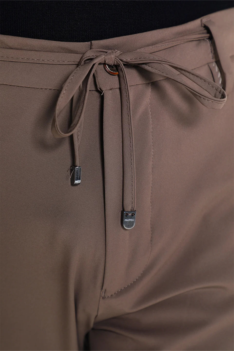 Elastic Waisted Brown Pant With Zipper