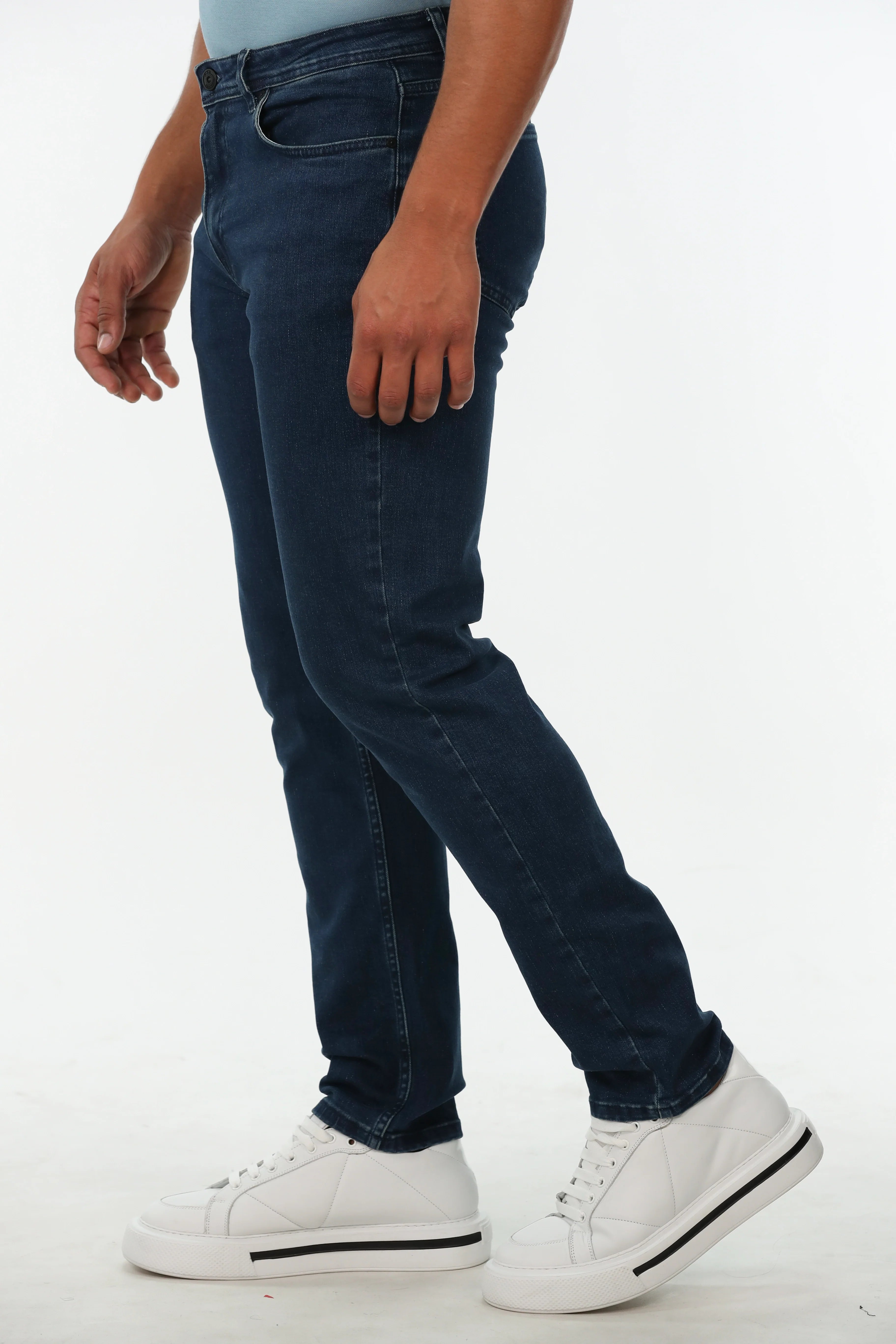 High Waist Dark Blue Denim Jeans