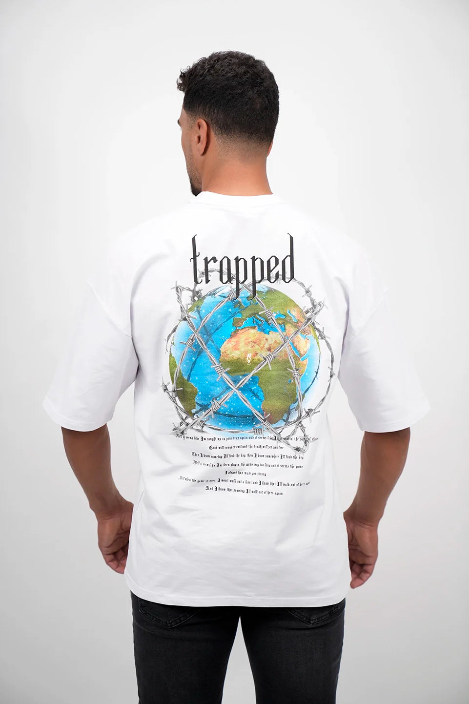 Oversized White T-Shirt With Planet Back Print