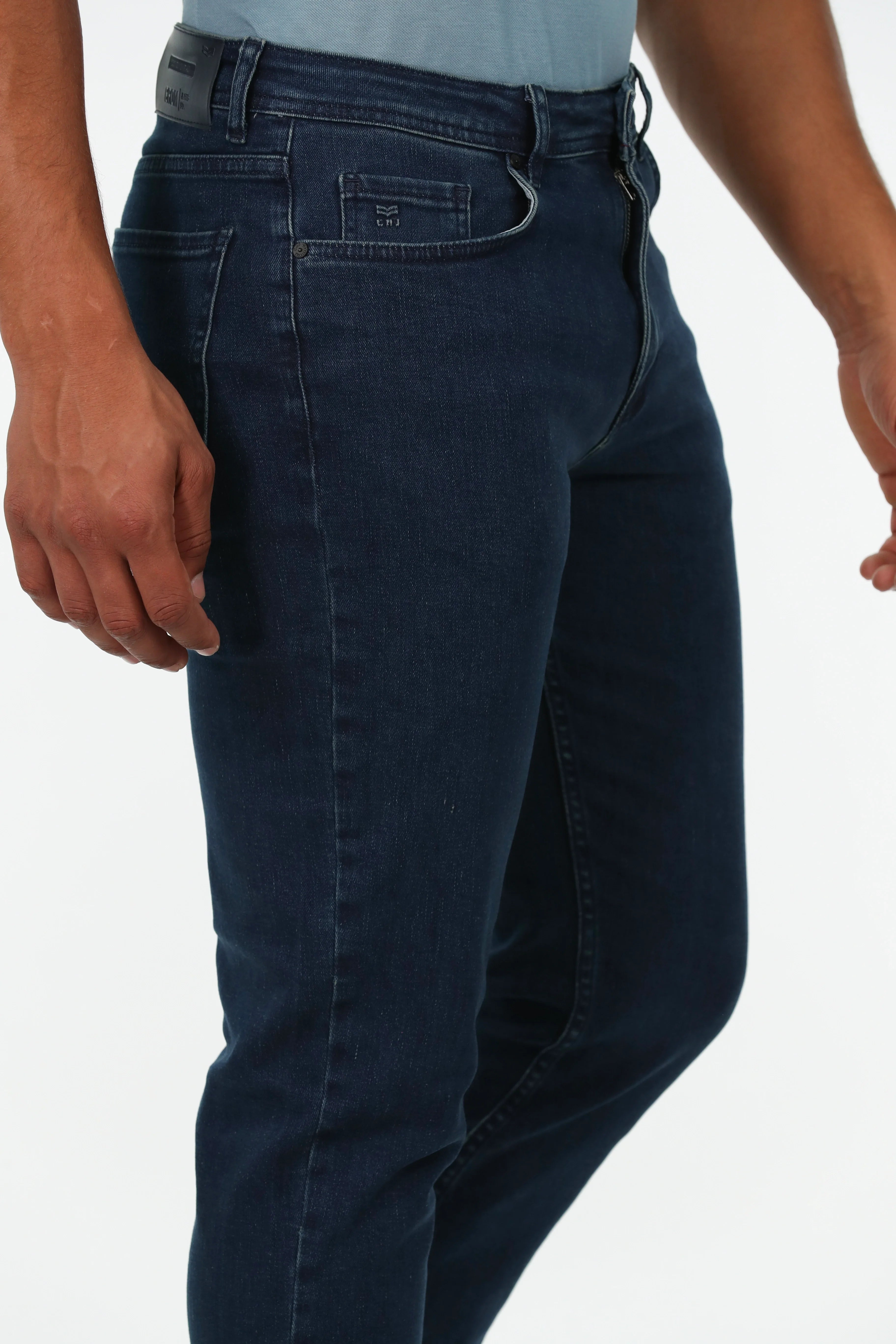 High Waist Dark Blue Denim Jeans