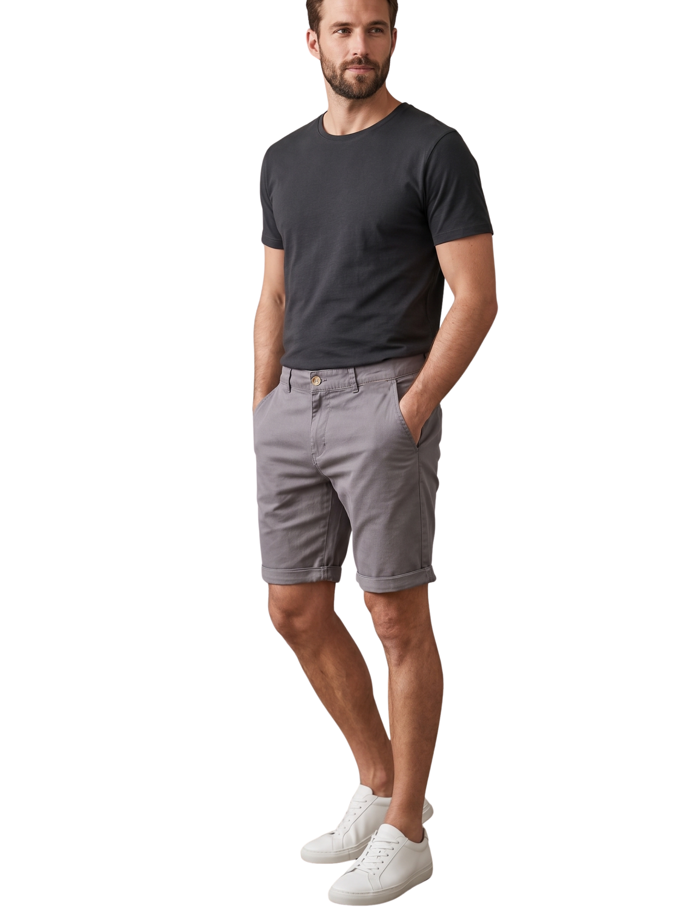 Grey Casual Chino Shorts