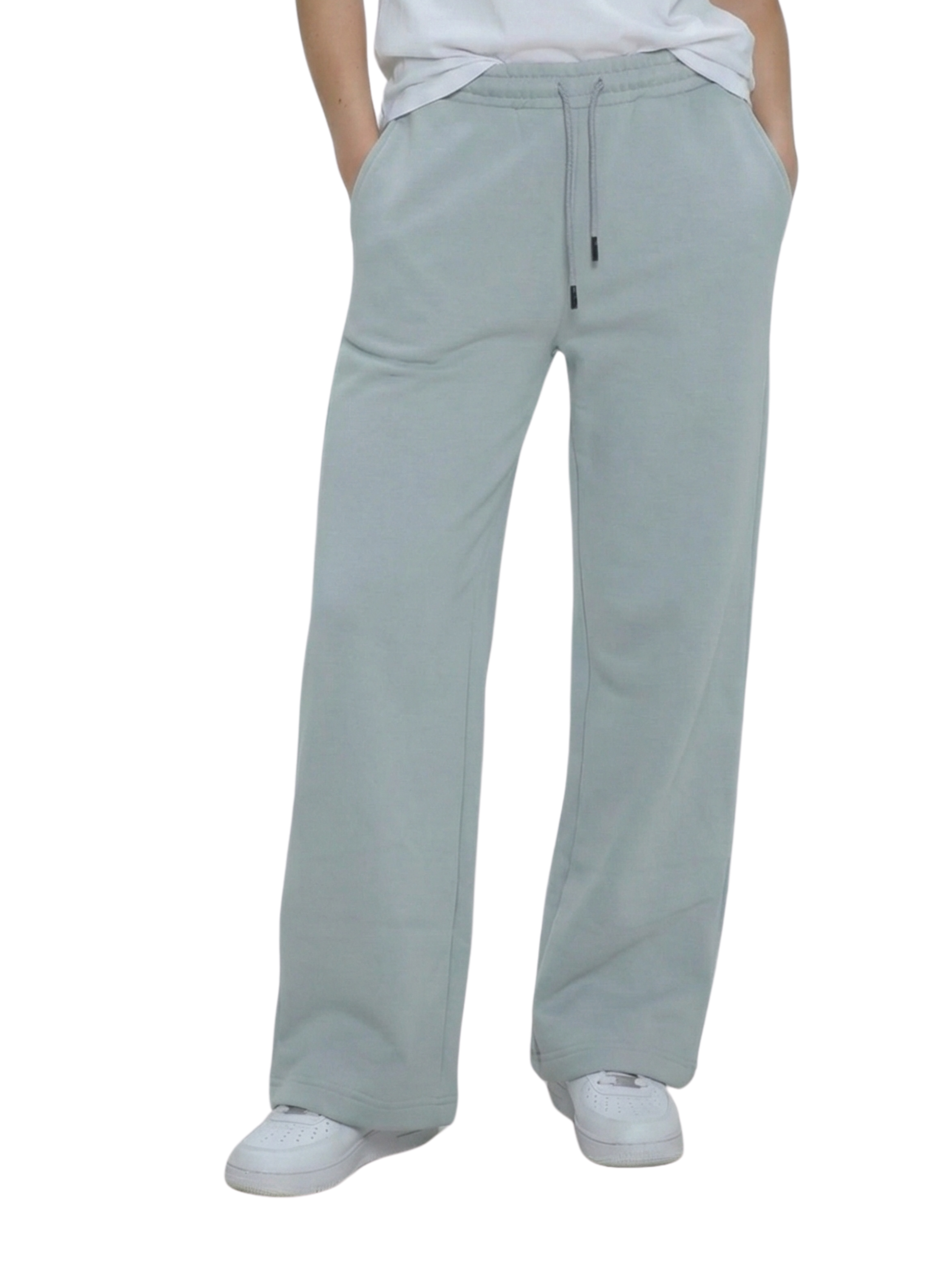 Grey Jogging Fleeced Wide Leg