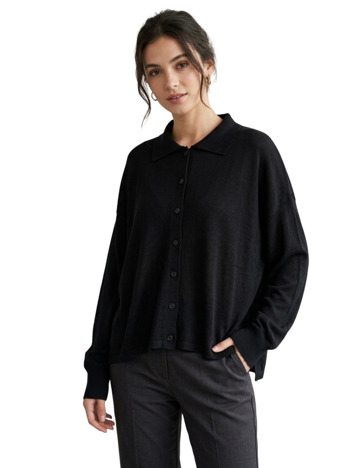 Black Long Sleeved Polo