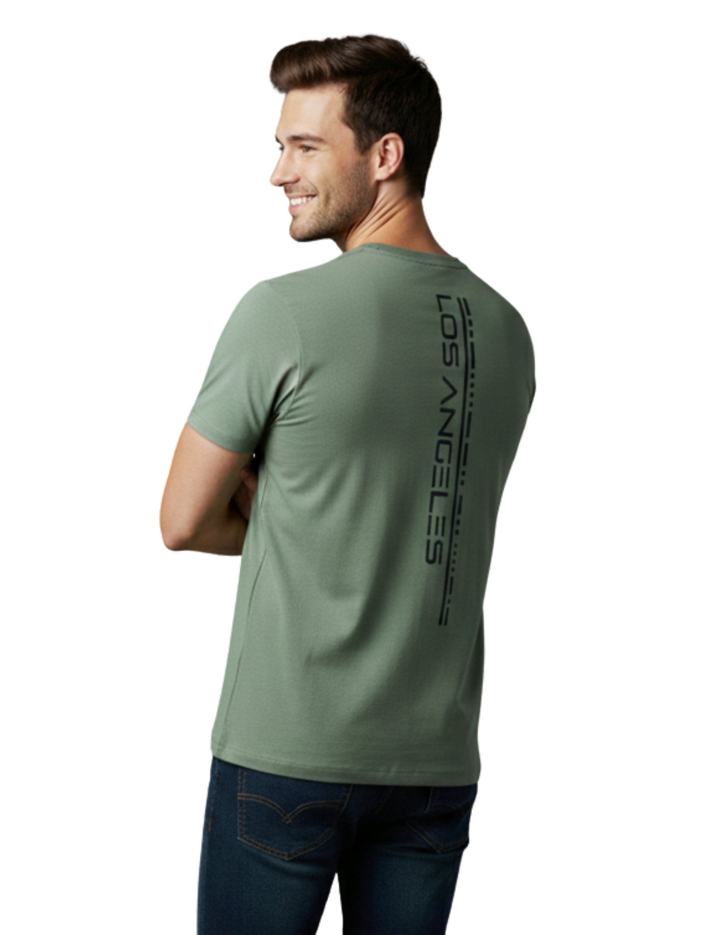 Round Neck Green T-shirt With Back Design