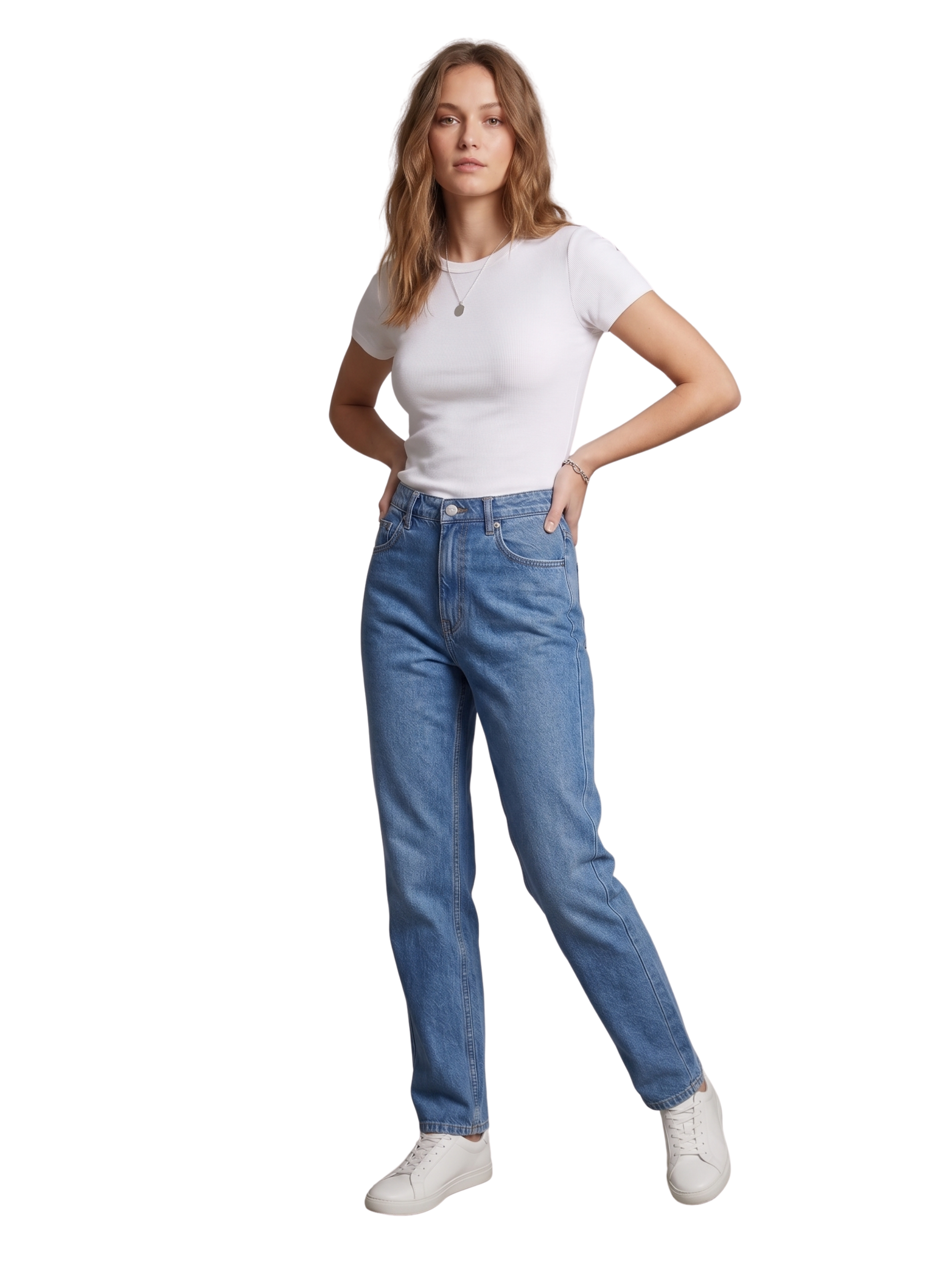 Light Blue High Waist Mom Leg Denim Jeans